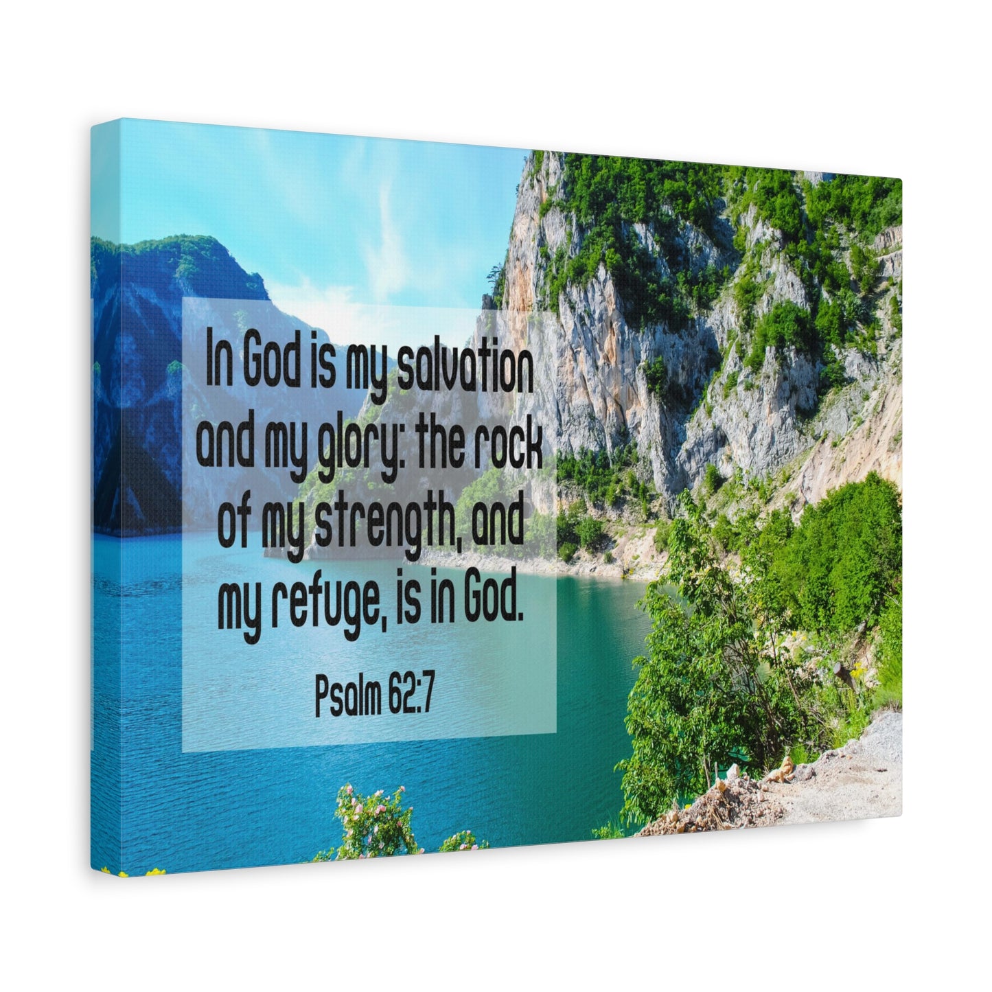 Scripture Canvas In God is My Salvation Psalm 62:7 Christian Wall Art Bible Verse Print Ready to Hang