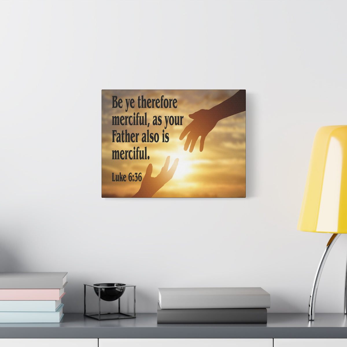 Scripture Canvas Merciful Father Luke 6:36 Christian Wall Art Bible Verse Print Ready to Hang