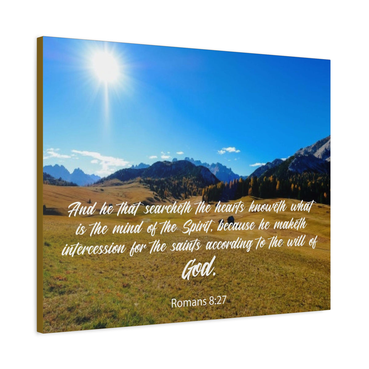 Scripture Canvas The Will of God Romans 8:27 Christian Wall Art Bible Verse Print Ready to Hang
