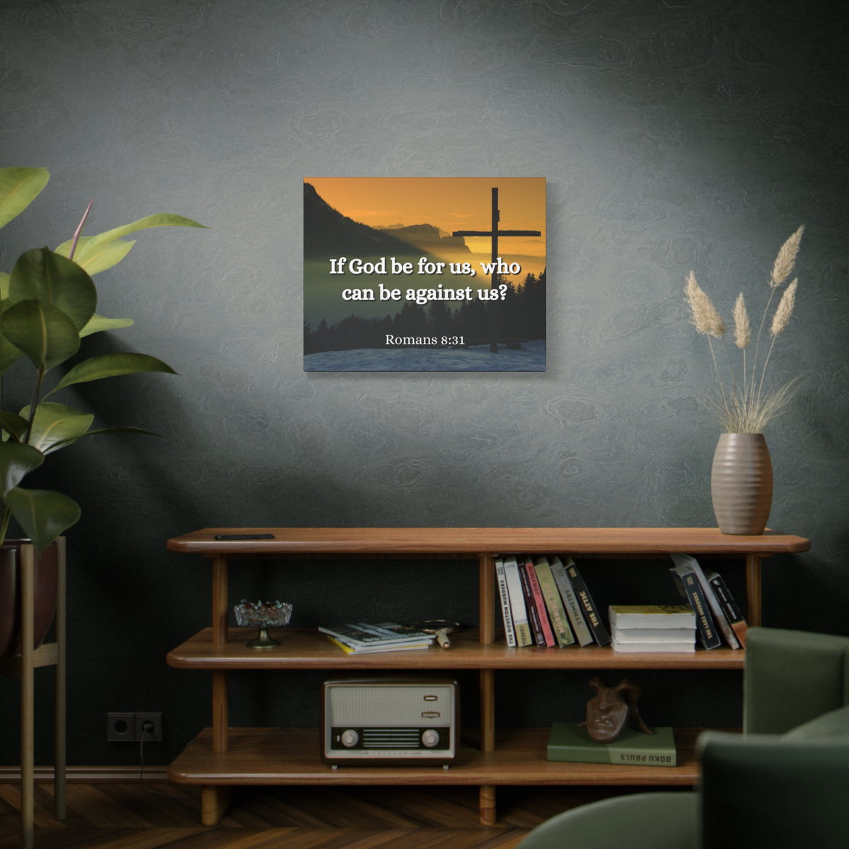 Scripture Canvas Be For Us Romans 8:31 Christian Wall Art Bible Verse Print Ready to Hang