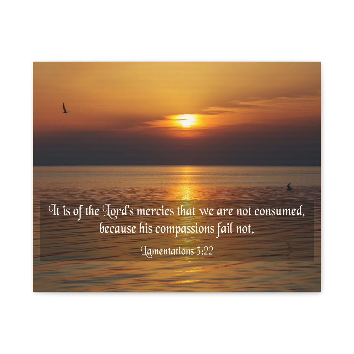 Scripture Canvas Lord's Mercies Lamentations 3:22 Christian Wall Art Bible Verse Print Ready to Hang