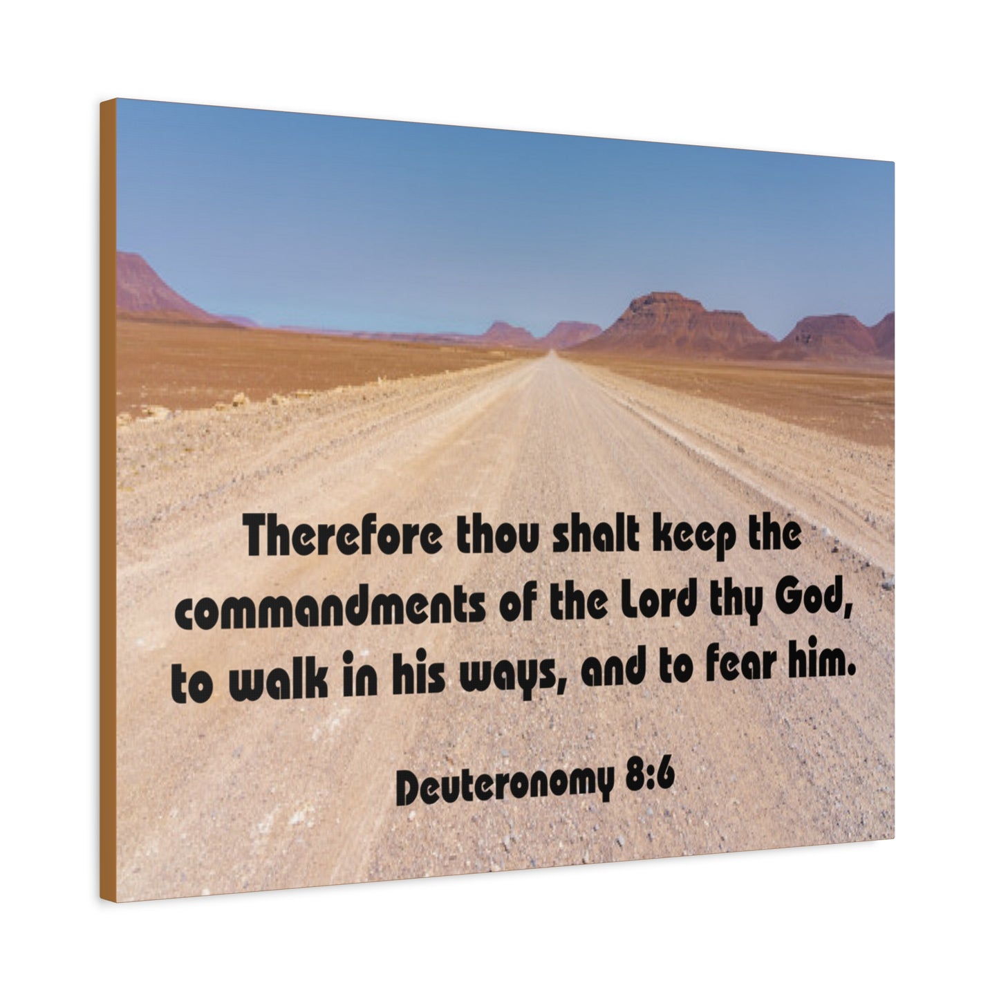 Bible Verse Canvas The Commandments of The Lord Thy God Deuteronomy 8:6 Christian Home Décor Wall Art Scripture Ready to Hang Faith Print