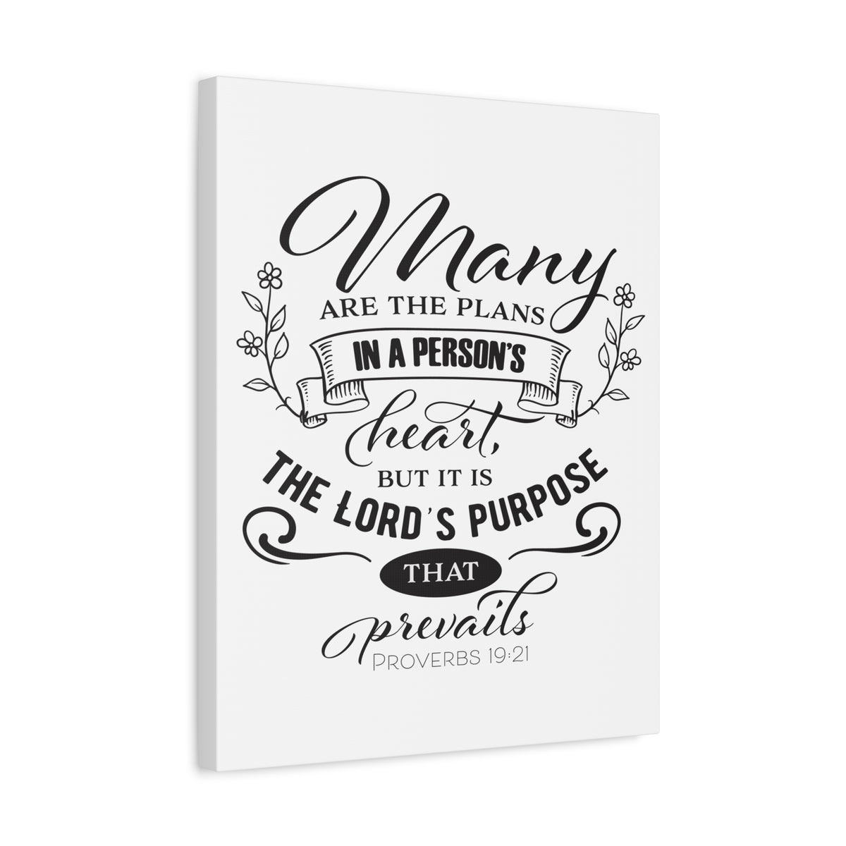 Scripture Canvas The Lord's Purpose Proverbs 19:21 Christian Wall Art Bible Verse Print Ready to Hang