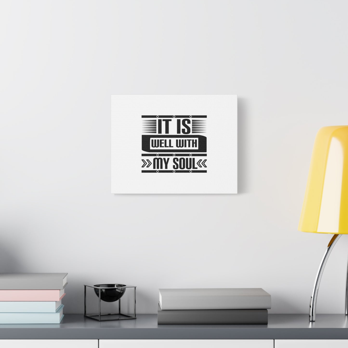 Scripture Canvas It Is Well With My Soul Psalm 42:7 White Christian Wall Art Bible Verse Print Ready to Hang