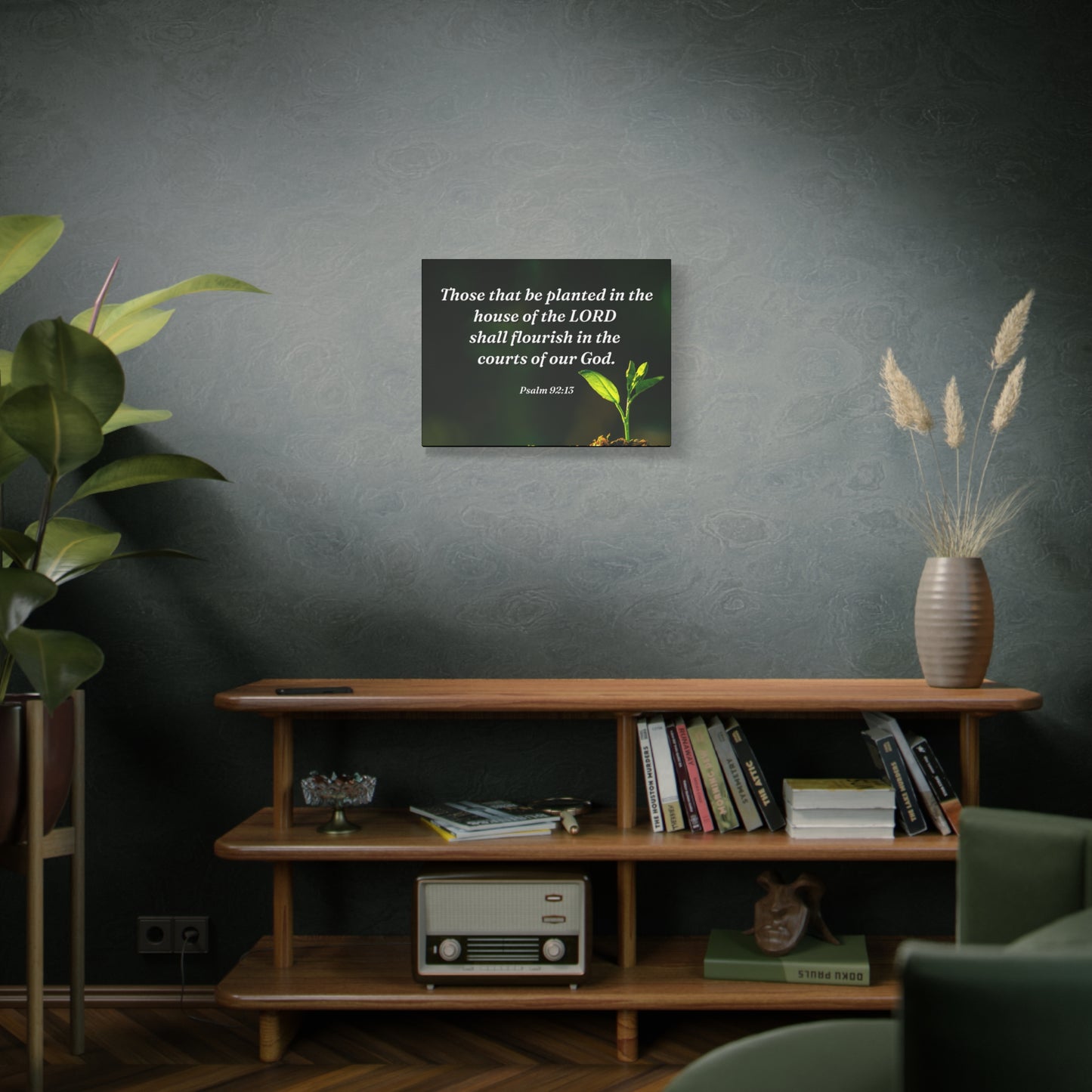 Scripture Walls Shall Flourish Psalm 92:13 Bible Verse Canvas Christian Wall Art Ready to Hang