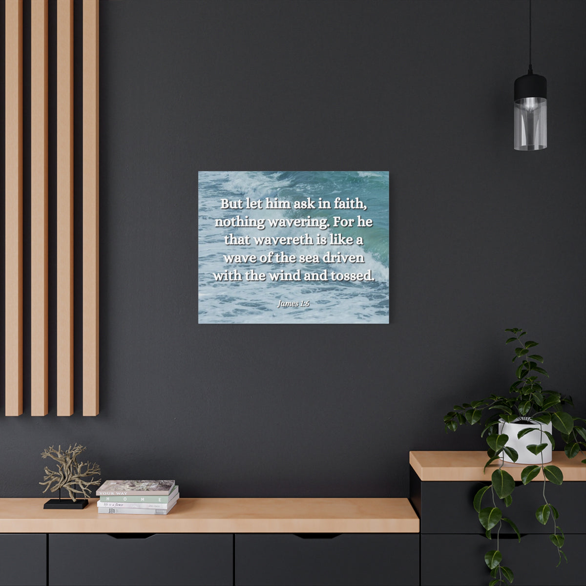 Scripture Canvas Ask In Faith James 1:6 Christian Wall Art Bible Verse Print Ready to Hang