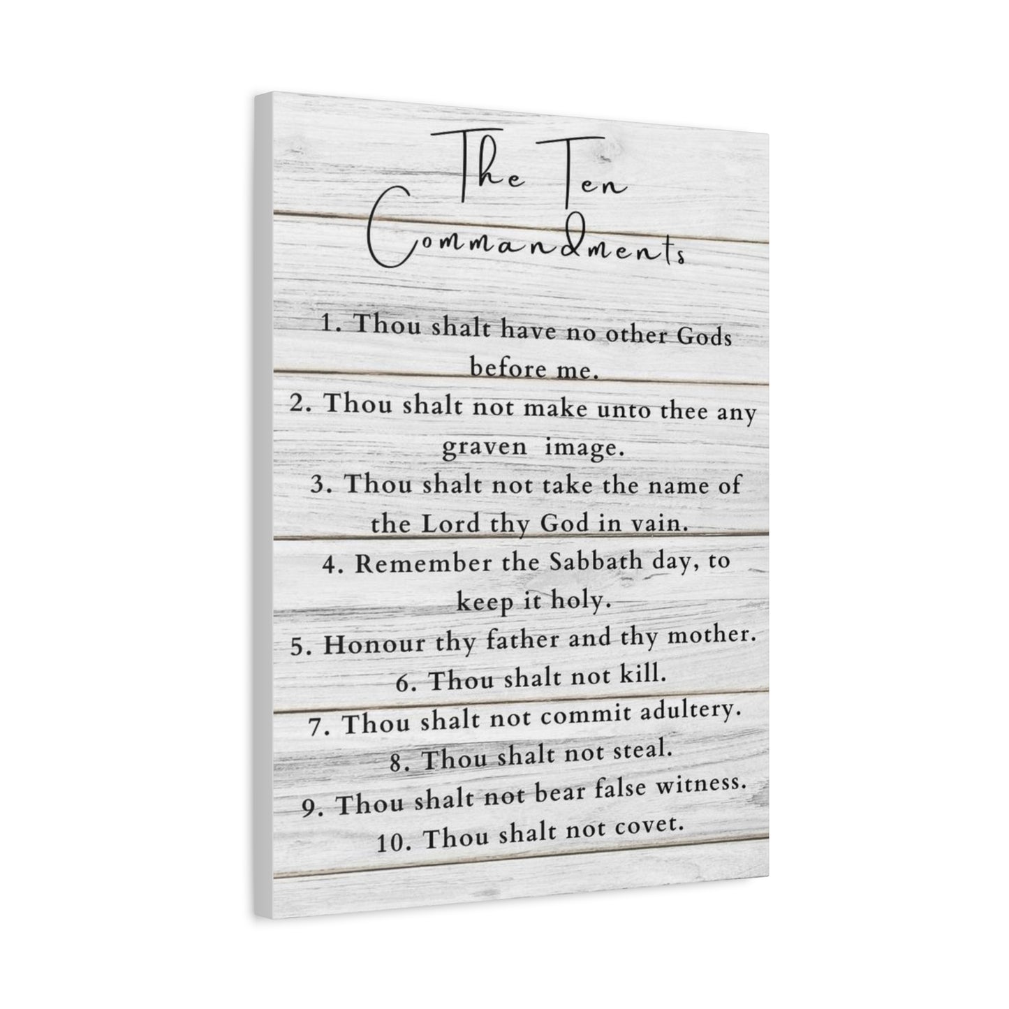 Scripture Canvas Ten Commandments White Christian Wall Art Print Ready to Hang