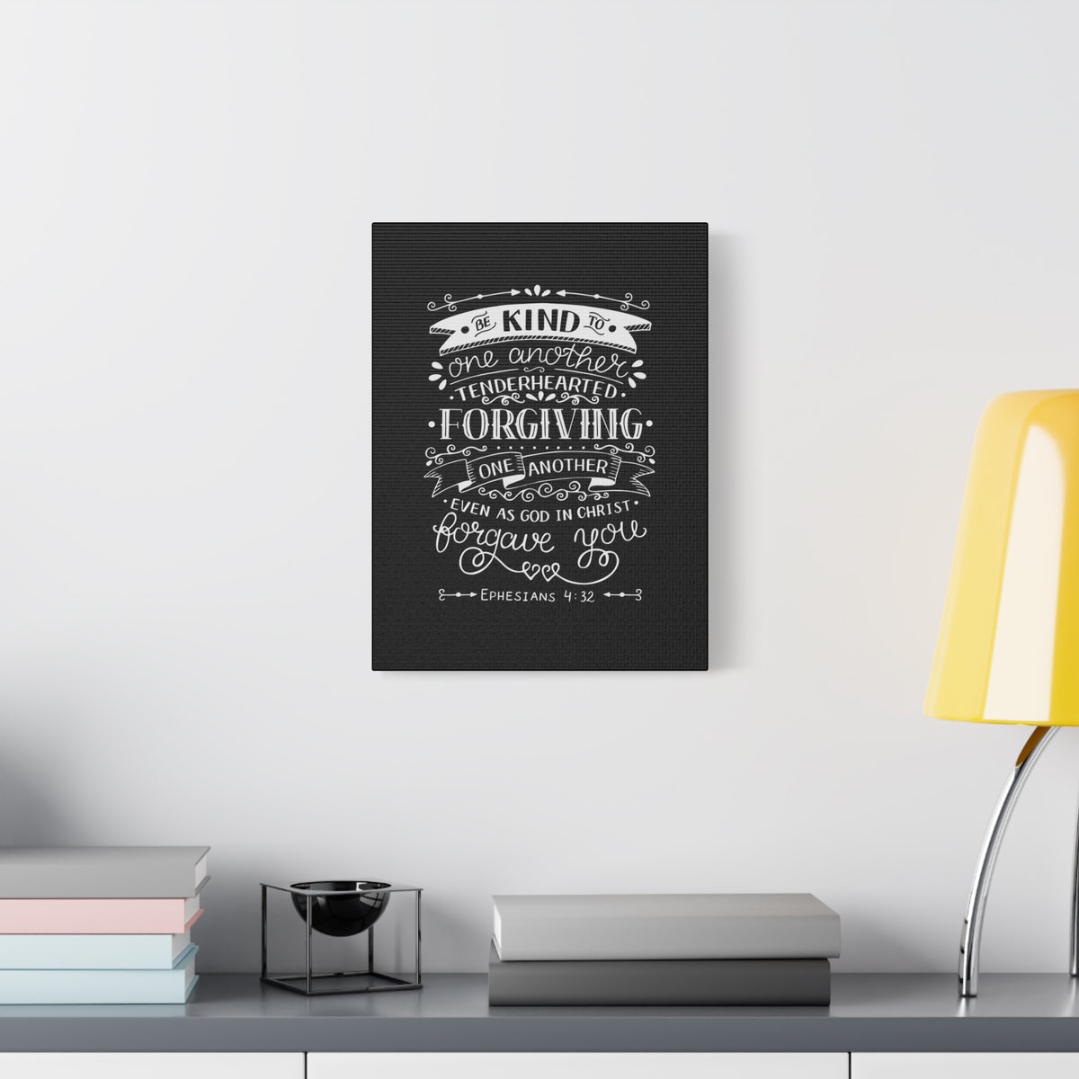Scripture Canvas Tenderhearted Black Ephesians 4:32 Christian Wall Art Bible Verse Print Ready to Hang