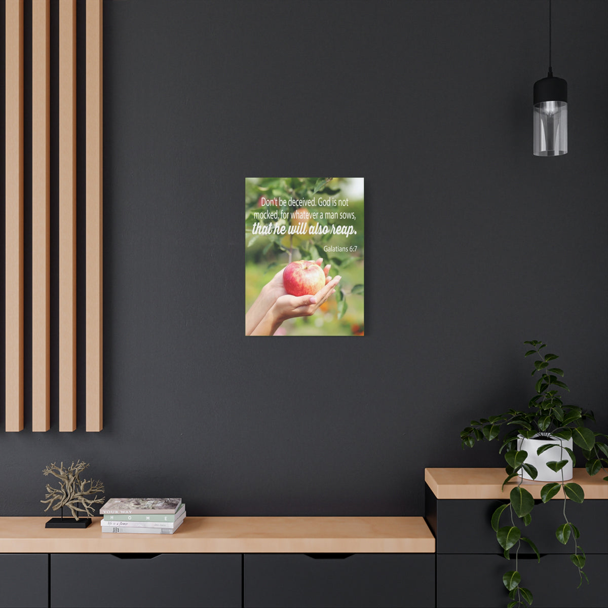 Scripture Canvas Man Reaps What He Sows Galatians 6:7 Christian Wall Art Bible Verse Print Ready to Hang