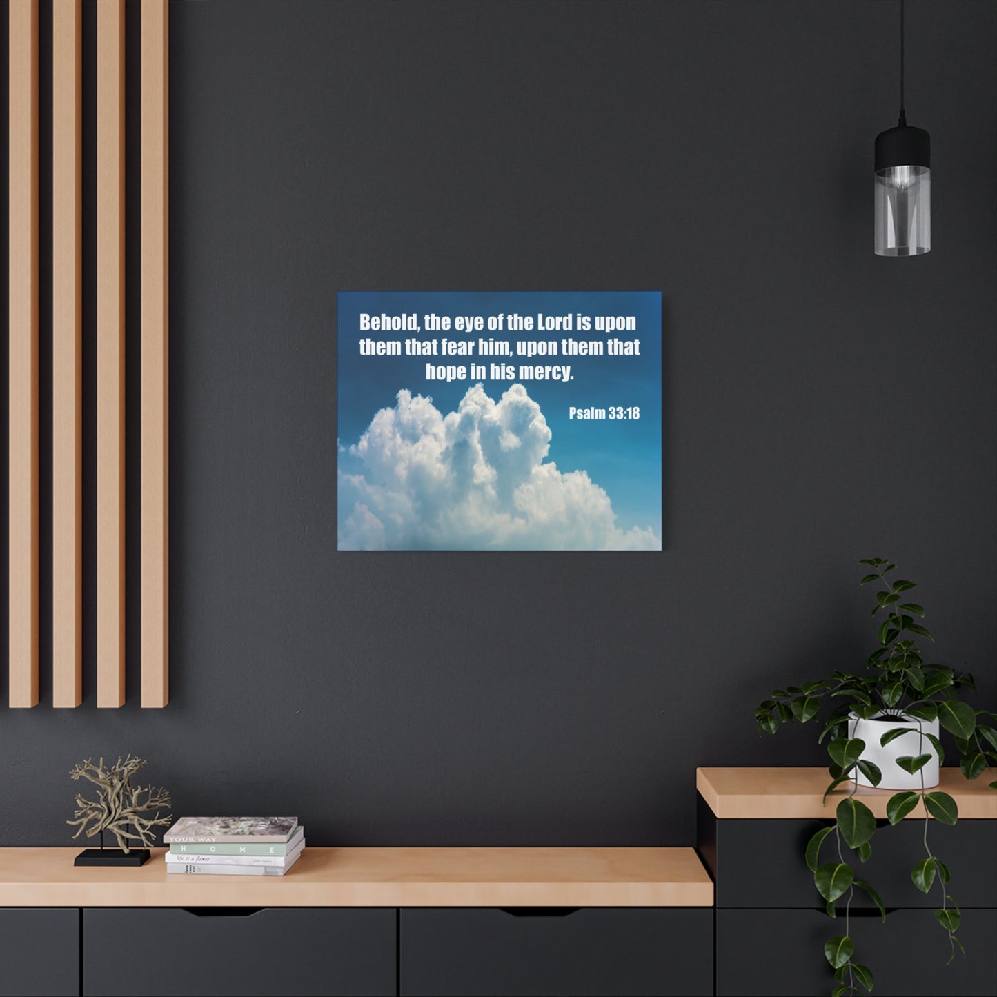 Bible Verse Canvas Hope in His Mercy Psalm 33:18 Christian Home Décor Wall Art Scripture Ready to Hang Faith Print