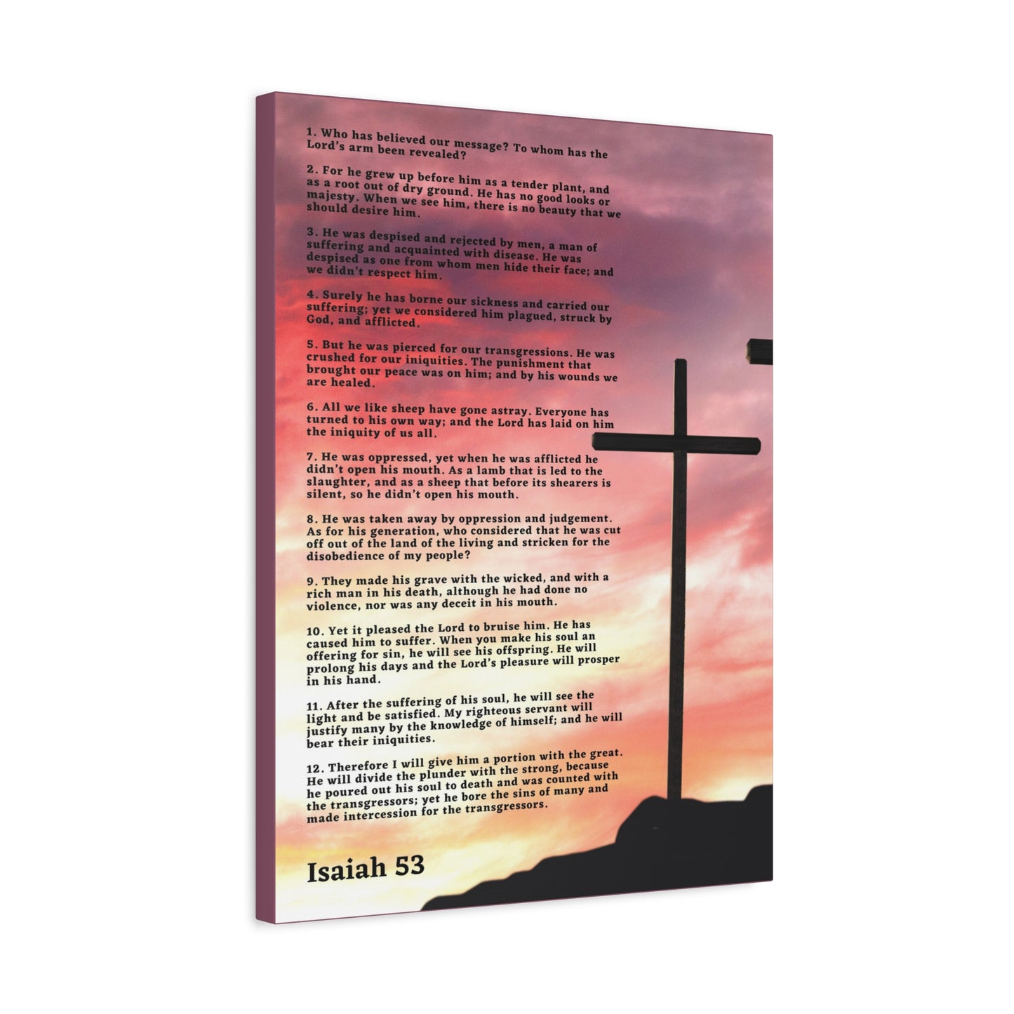 Scripture Canvas Prophecy Of Jesus Colored Isaiah 53 Christian Wall Art Bible Verse Print Ready to Hang