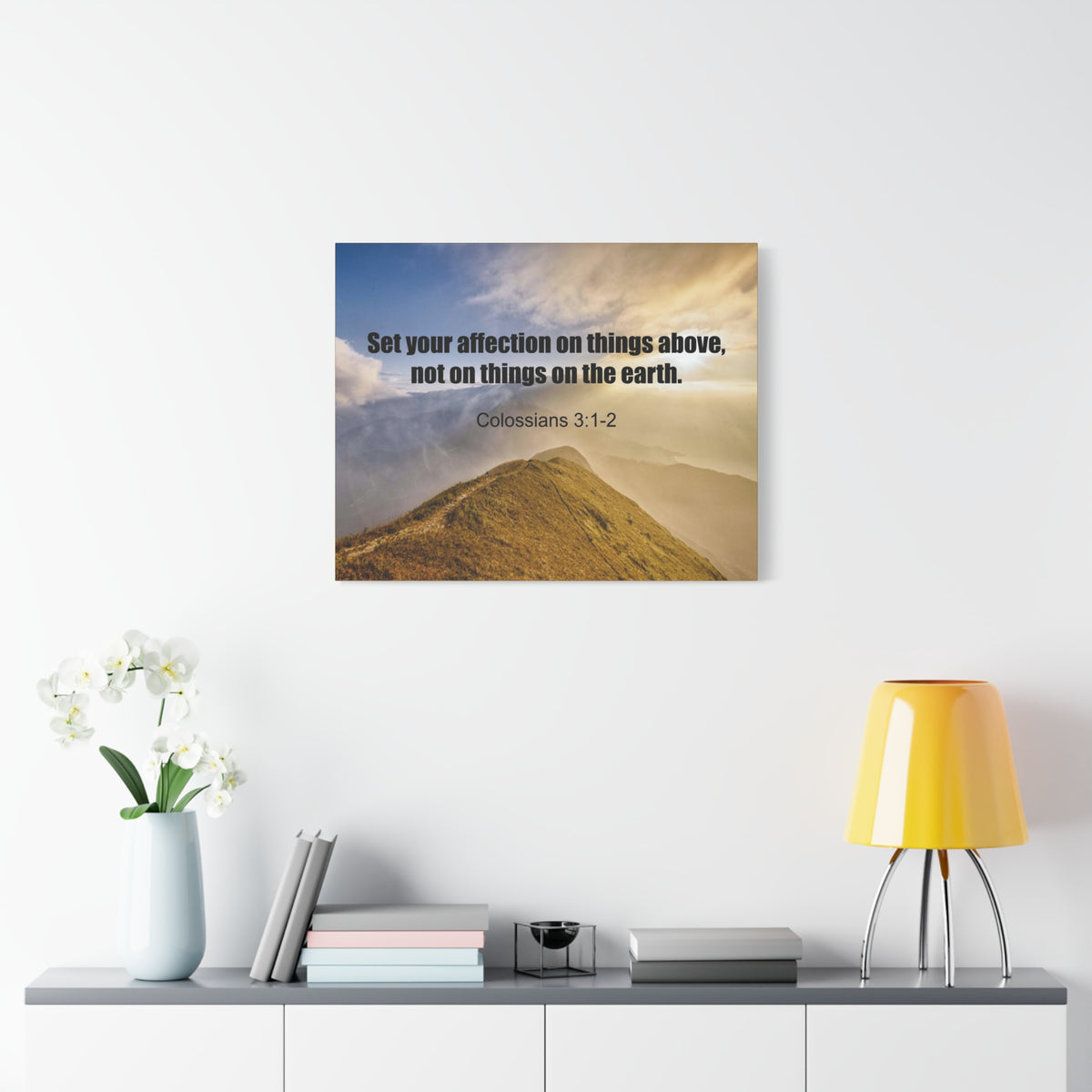 Scripture Canvas Set Your Affection Colossians 3:2 Christian Wall Art Bible Verse Print Ready to Hang