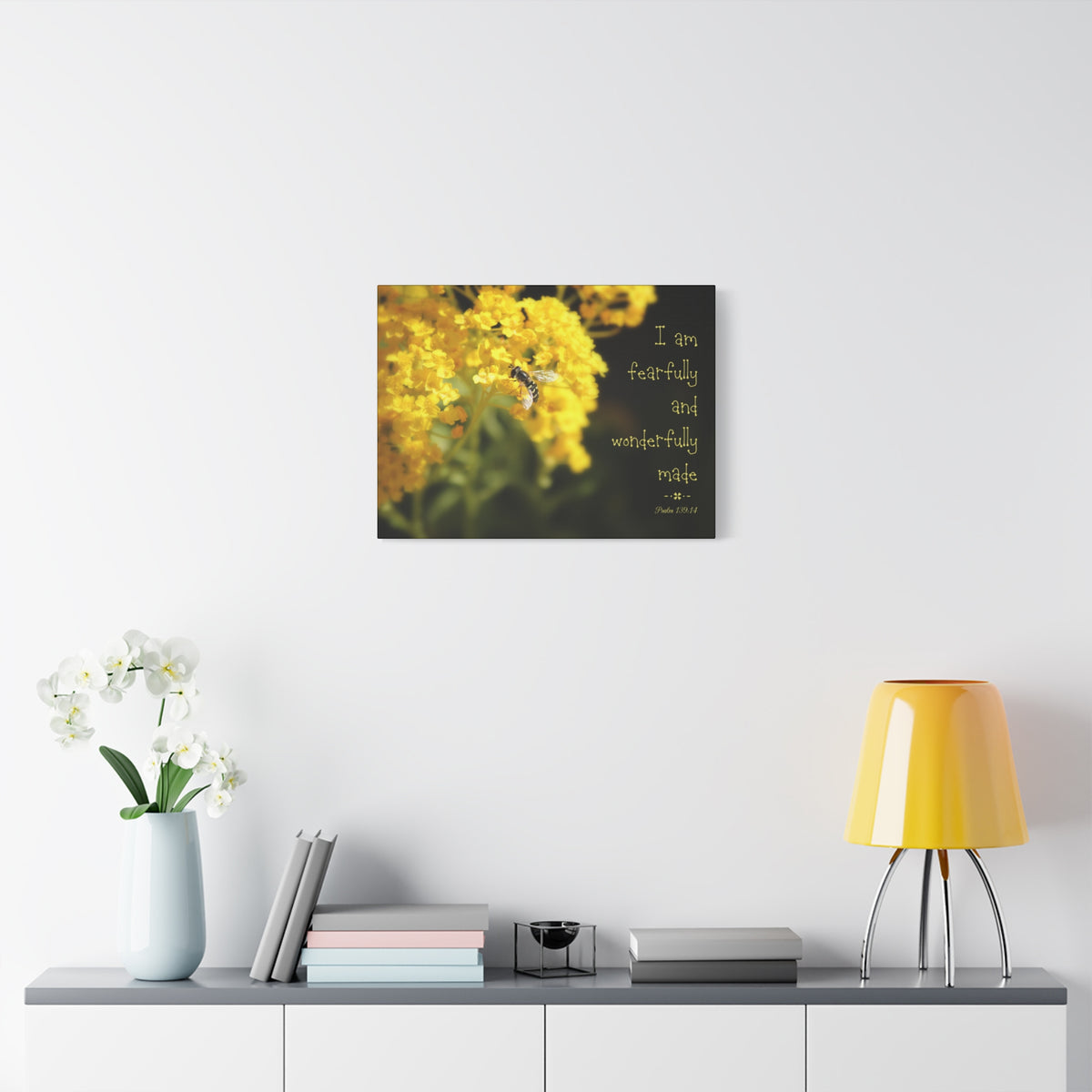 Scripture Walls Wonderfully Made Psalm 139:14 Bee Bible Verse Canvas Christian Wall Art Ready to Hang