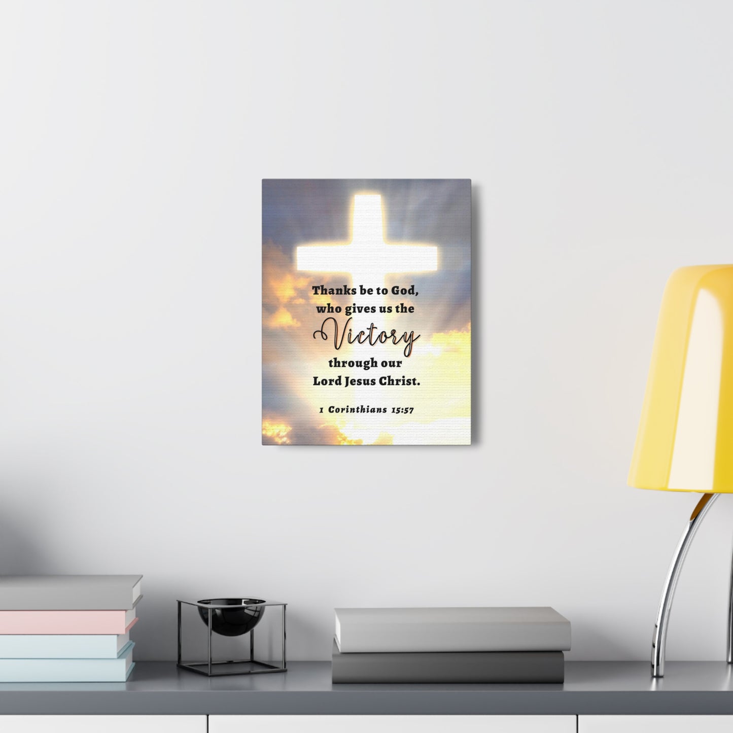 Victory In Christ 1 Corinthians 15:57 Bible Verse Canvas Christian Wall Art Ready to Hang