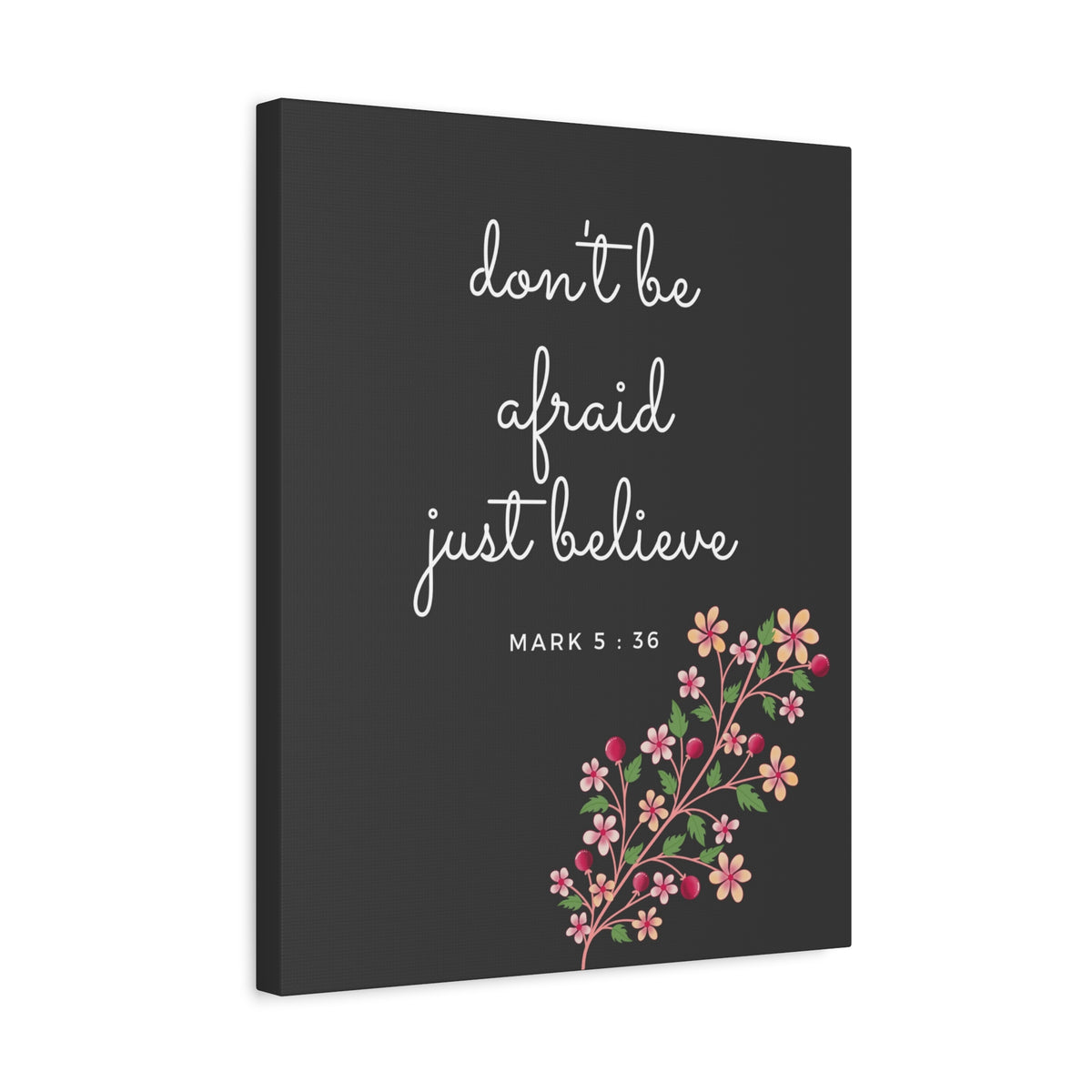 Scripture Canvas Just Believe Mark 5:36 Christian Wall Art Bible Verse Print Ready to Hang