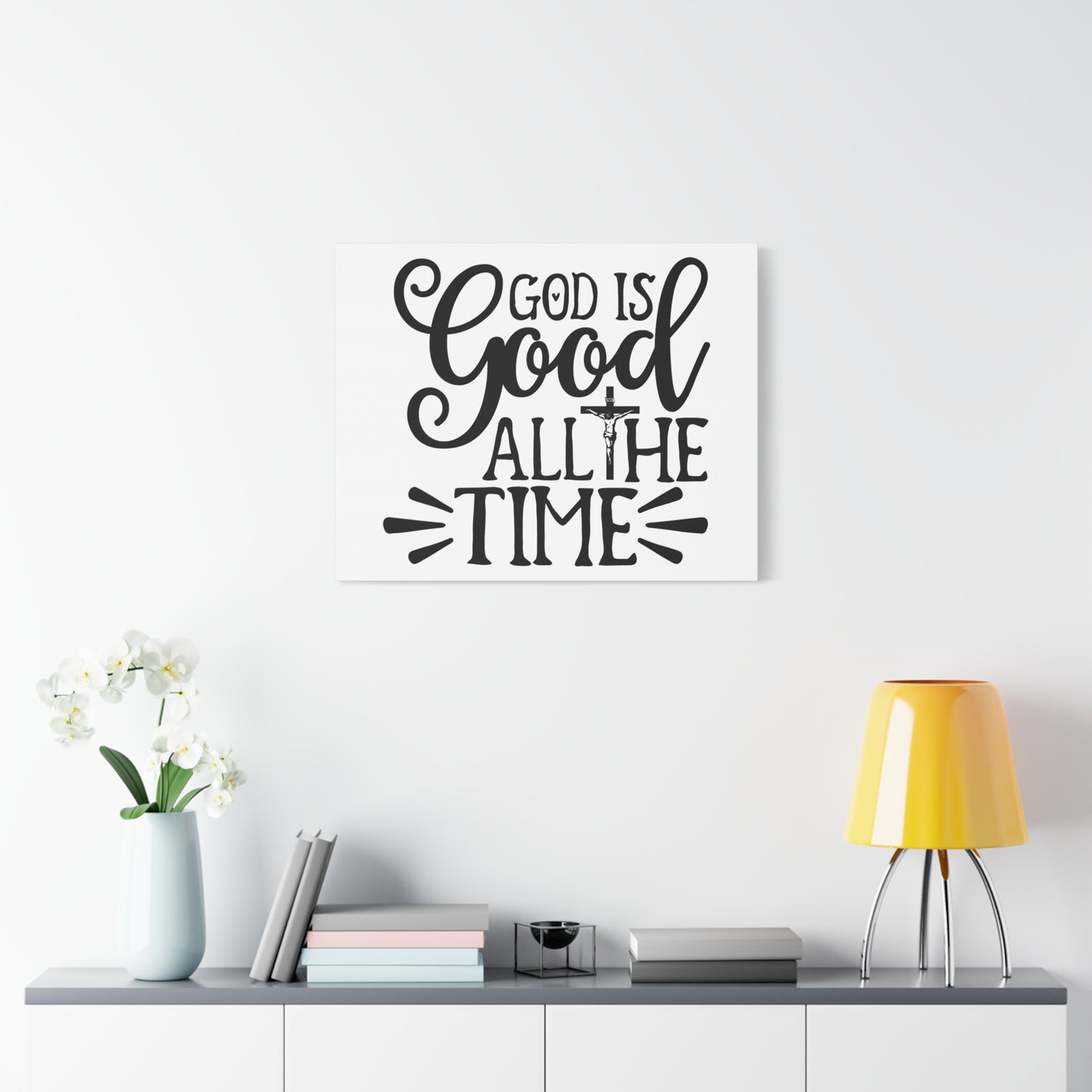 Scripture Walls God Is Good All The Time Psalm 34:8 Cross Christian Wall Art Print Ready to Hang