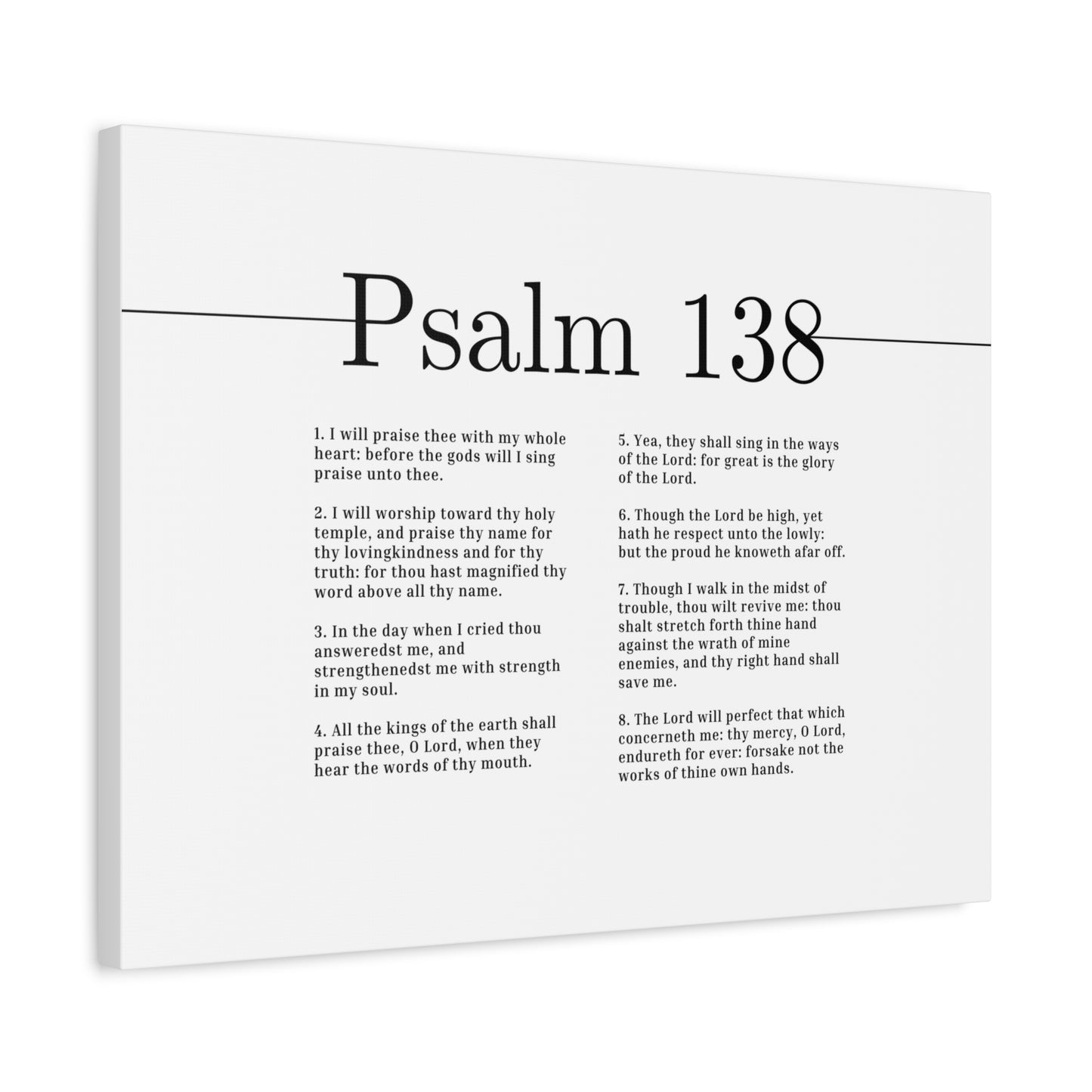 Scripture Canvas Praise Thee With My Whole Heart Psalm 138 Christian Wall Art Bible Verse Print Ready to Hang