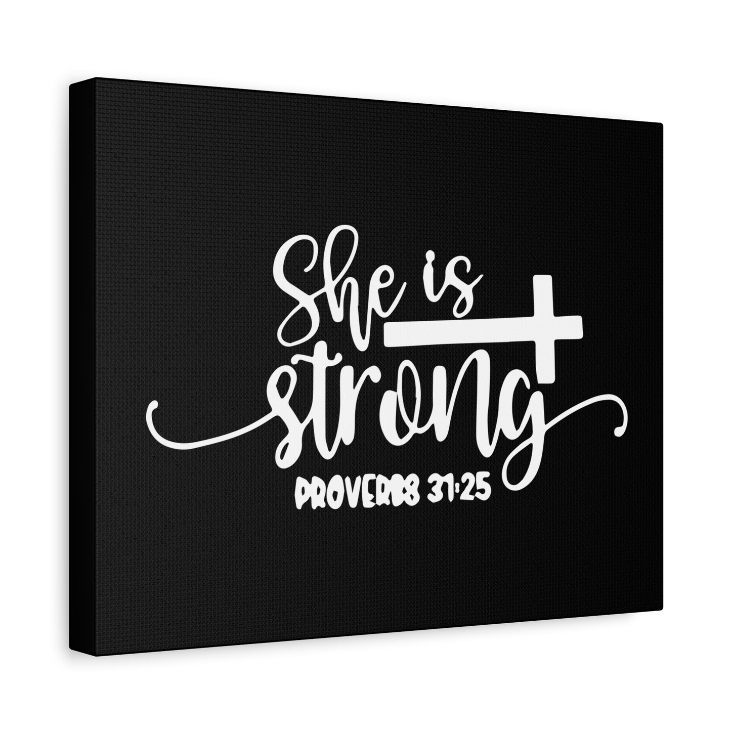 Scripture Canvas She Is Strong Proverbs 31:25 Christian Wall Art Bible Verse Print Ready to Hang