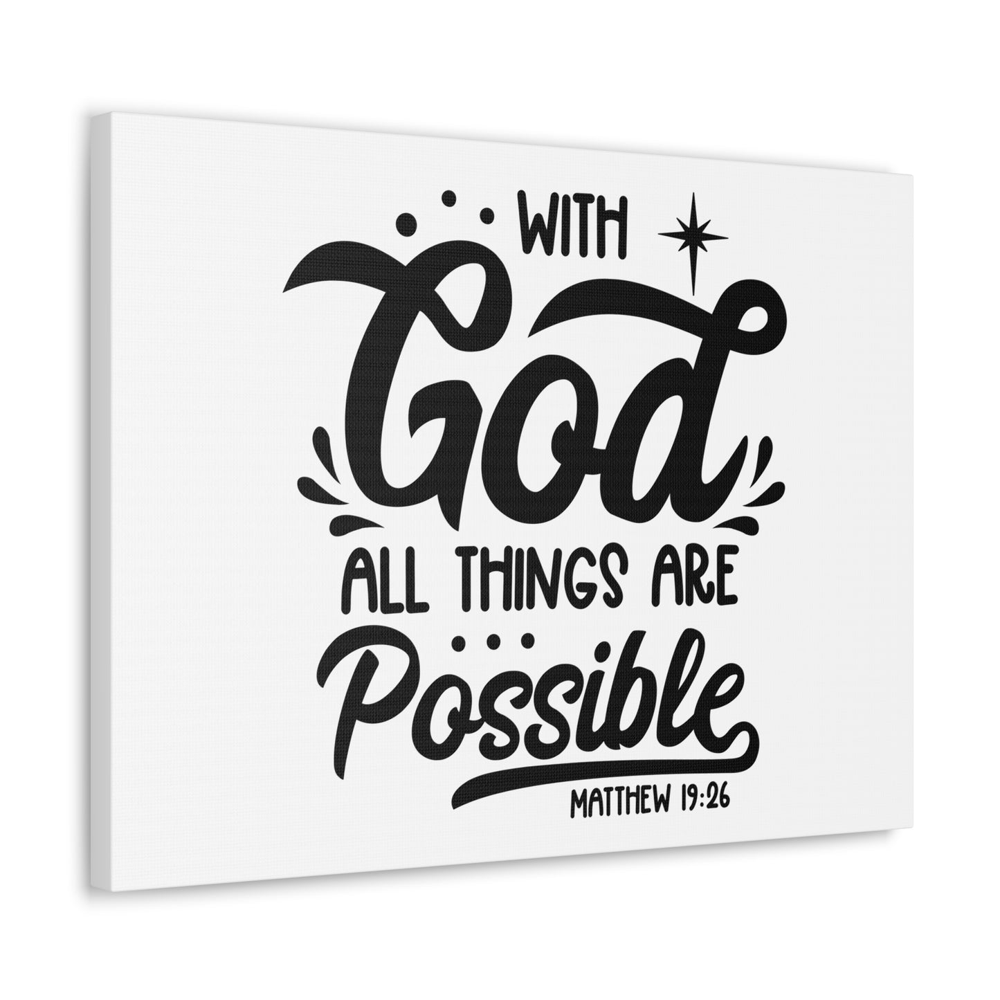 With God Matthew 19:26 Bible Verse Canvas Christian Wall Art Ready to Hang