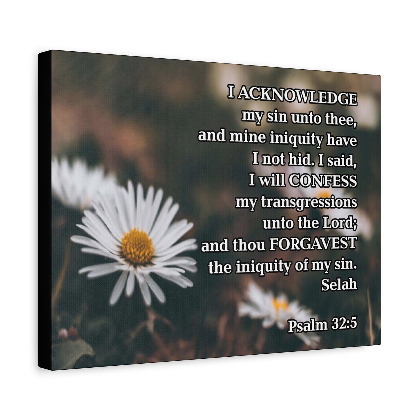Bible Verse Canvas Acknowledge and Confess Unto the Lord Psalm 32:5 Wall Art Christian Home Decor
