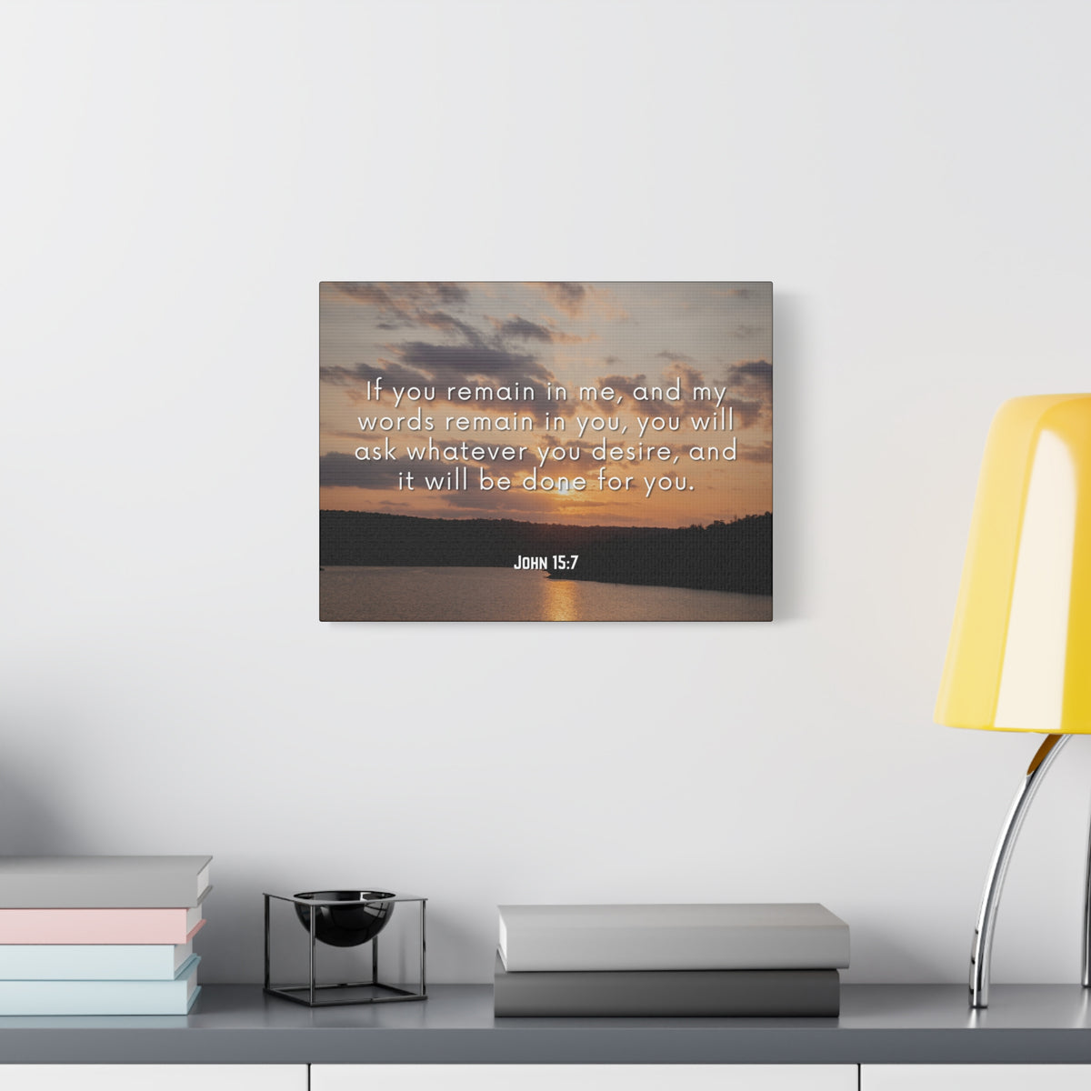 Scripture Canvas Remain In Me John 15:7 Christian Wall Art Bible Verse Print Ready to Hang