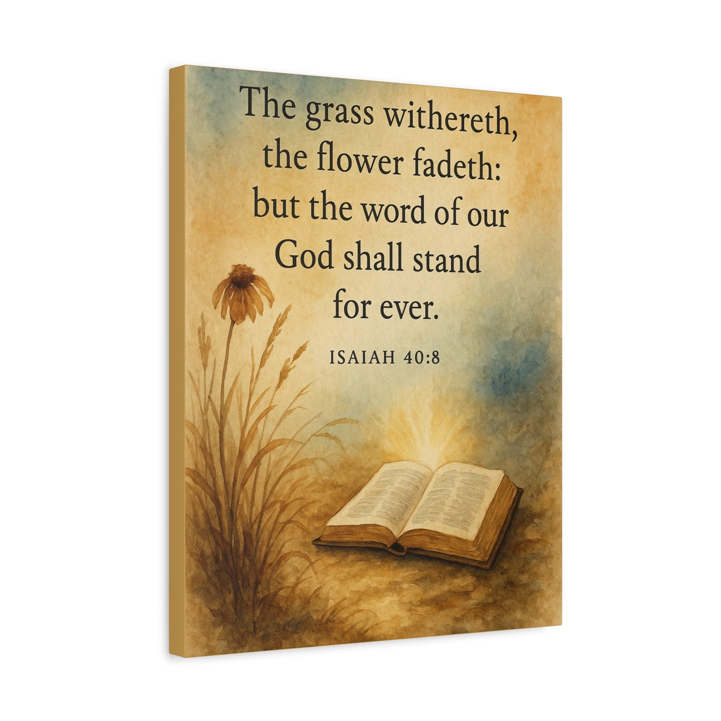 Bible Verse Canvas Isaiah 40:8 Christian Home Décor Wall Art Scripture Ready to Hang Faith Print