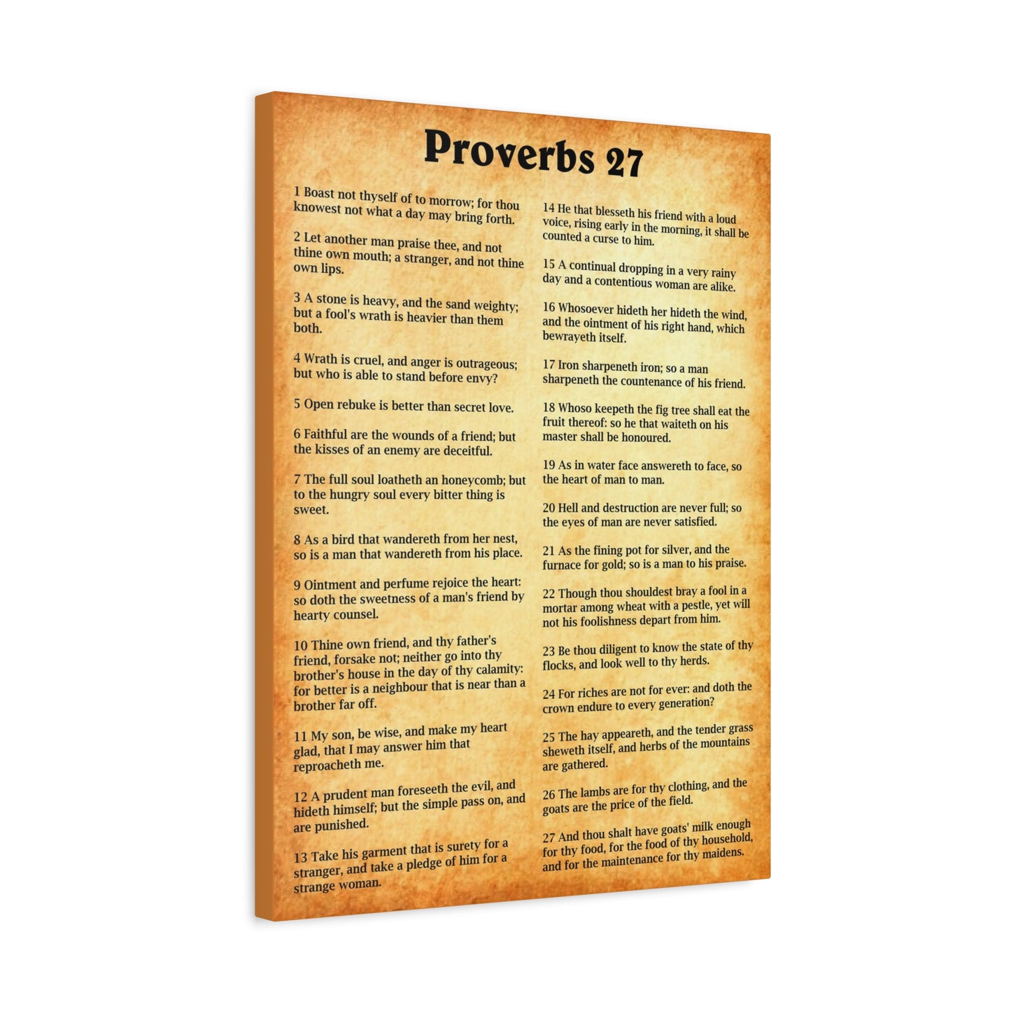 Scripture Walls Proverbs Chapter 27 Gold Bible Canvas Christian Wall Art Ready to Hang Unframed