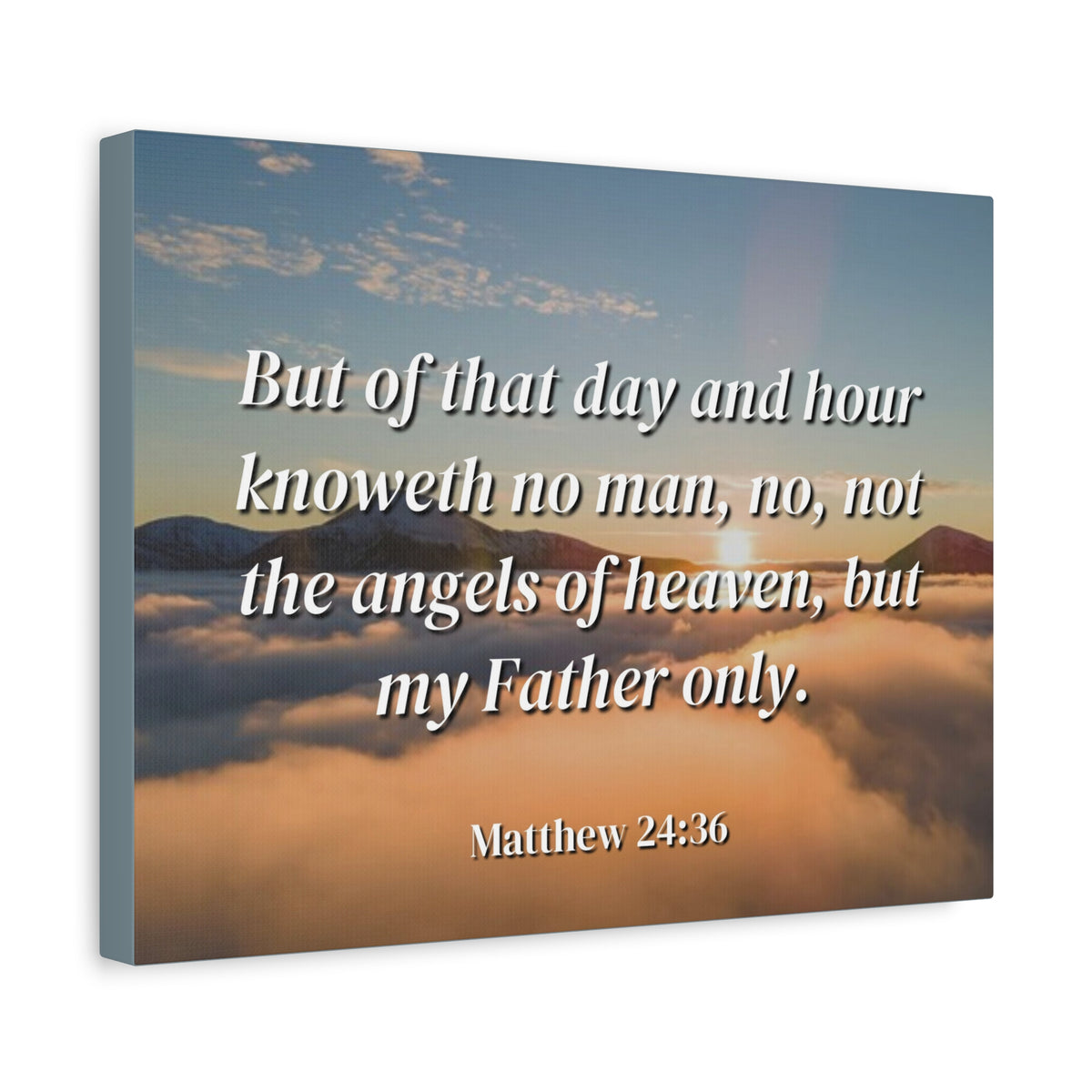 Scripture Canvas Angels Of Heaven Matthew 24:36 Christian Wall Art Bible Verse Print Ready to Hang