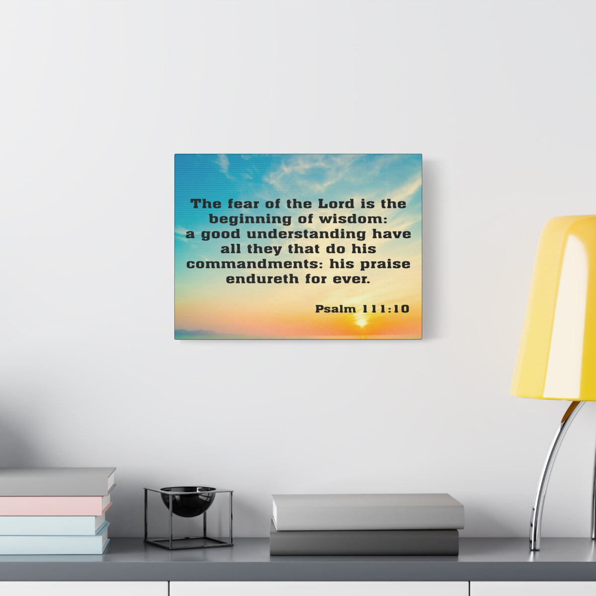 Bible Verse Canvas The Fear of The Lord is The Beginning of Wisdom Psalm 111:10 Christian Home Décor Wall Art Scripture Ready to Hang Faith Print