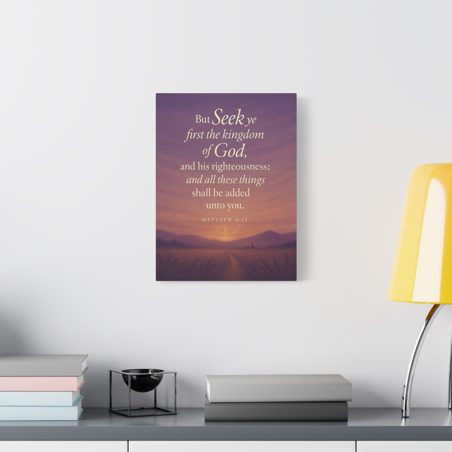Bible Verse Canvas Matthew 6:33 Christian Home Décor Wall Art Scripture Ready to Hang Faith Print