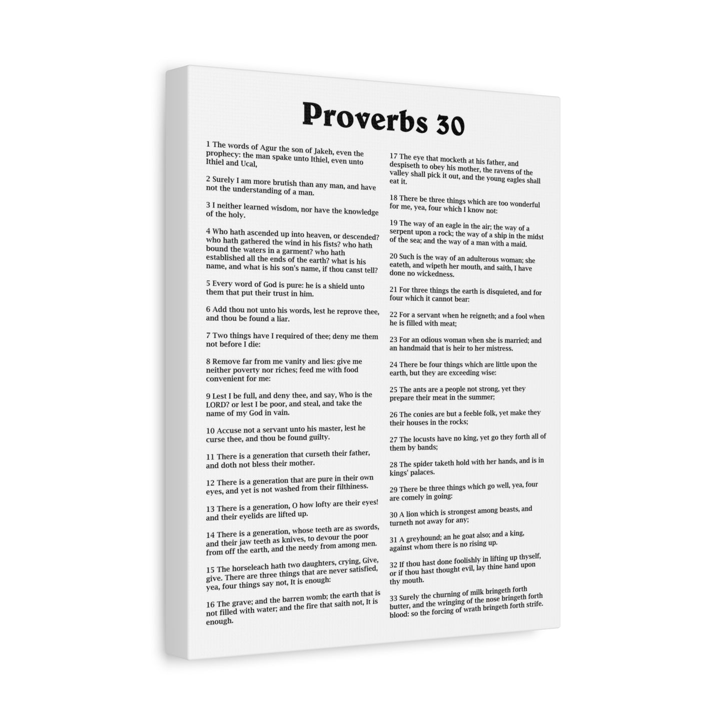 Scripture Walls Proverbs Chapter 30 White Bible Canvas Christian Wall Art Ready to Hang Unframed