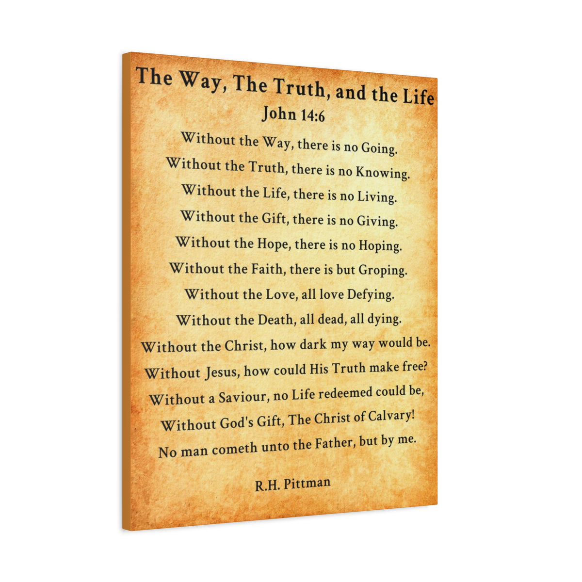 Scripture Walls Way Truth Life John 14:6 Gold Bible Verse Canvas Christian Wall Art Ready to Hang Unframed