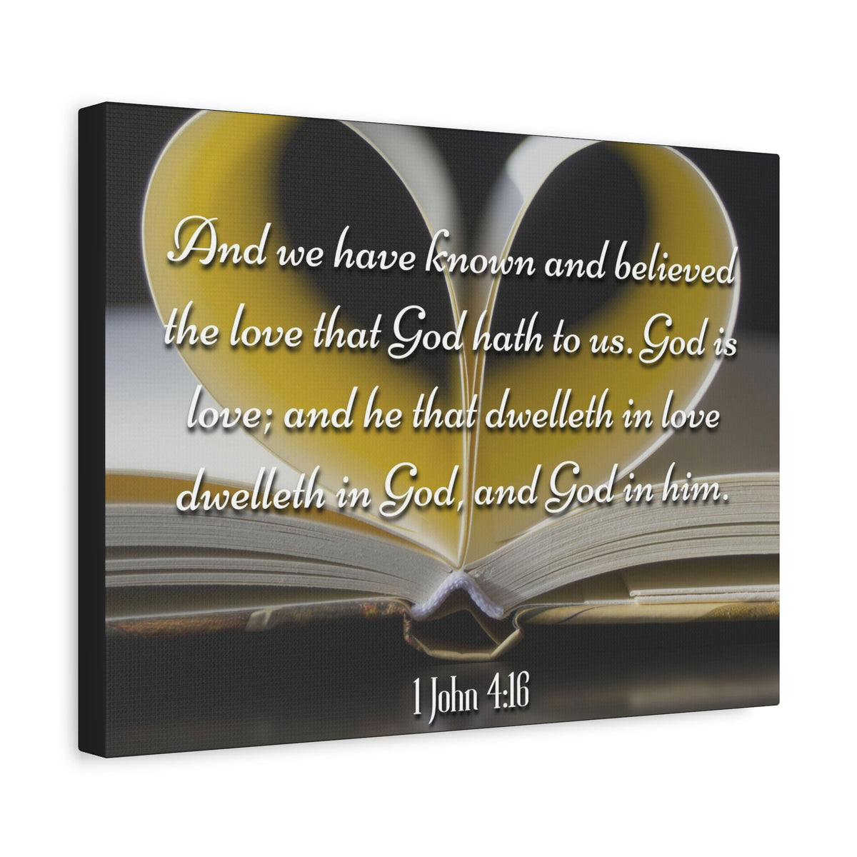 Scripture Canvas God Is Love 1 John 4:16 Christian Wall Art Bible Verse Print Ready to Hang