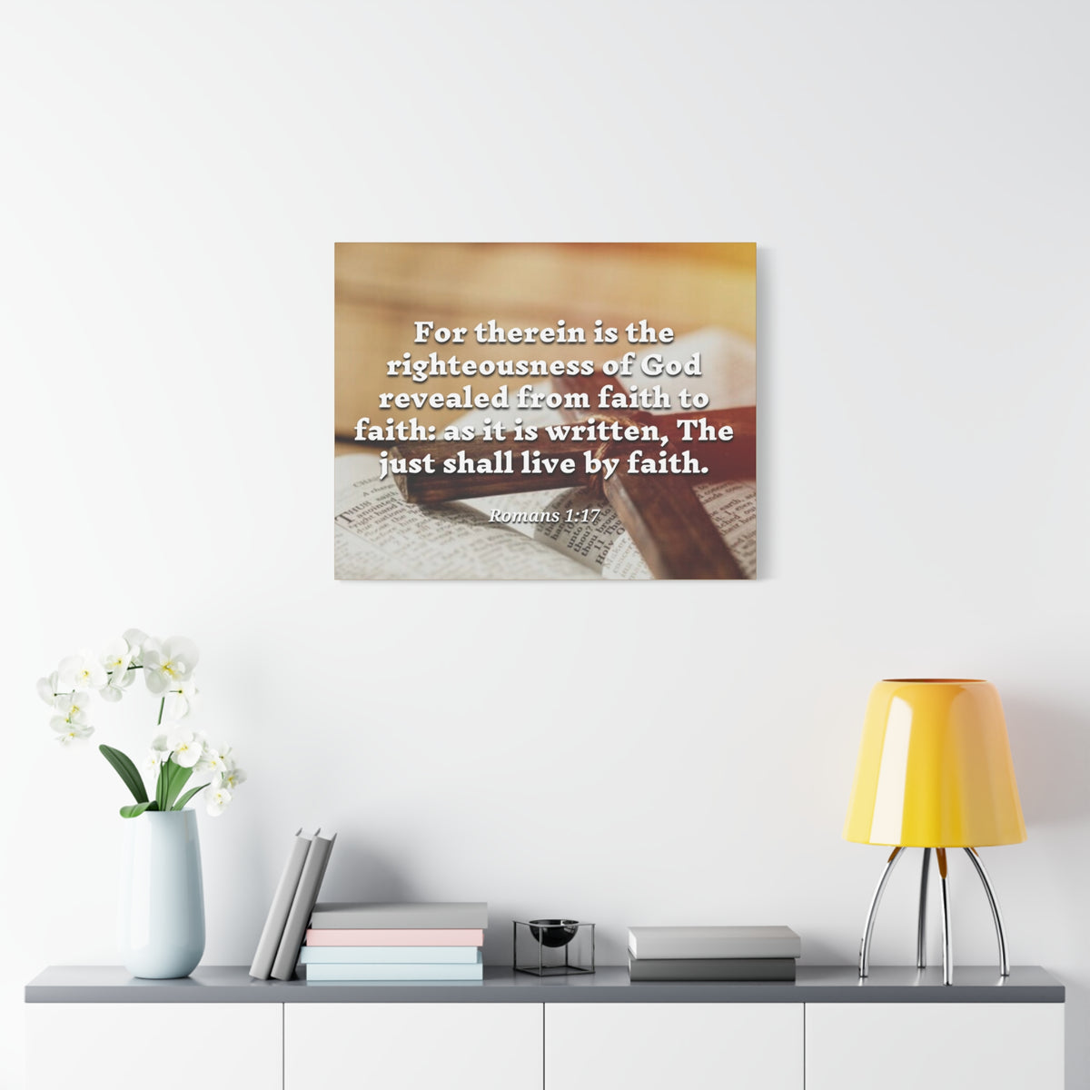 Scripture Canvas Live By Faith Romans 1:17 Christian Wall Art Bible Verse Print Ready to Hang