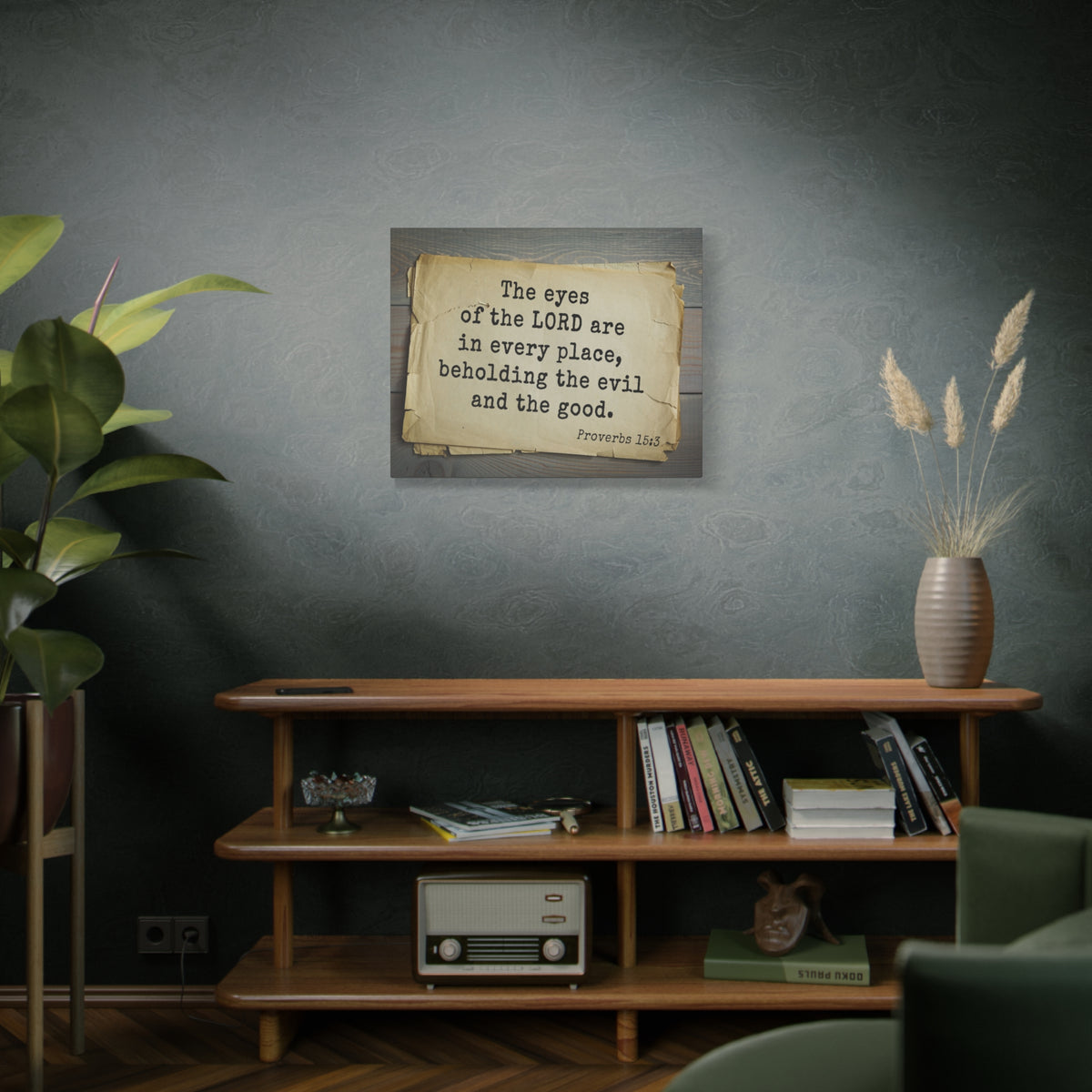 Scripture Canvas Eyes Of The Lord Proverbs 15:3 Christian Wall Art Bible Verse Print Ready to Hang