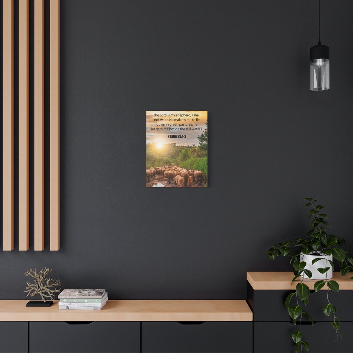 Scripture Canvas Green Pastures Psalm 23:1-2 Christian Wall Art Bible Verse Print Ready to Hang