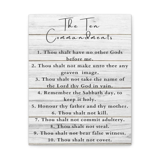 Ten Commandments White Christian Wall Art Print Ready to Hang