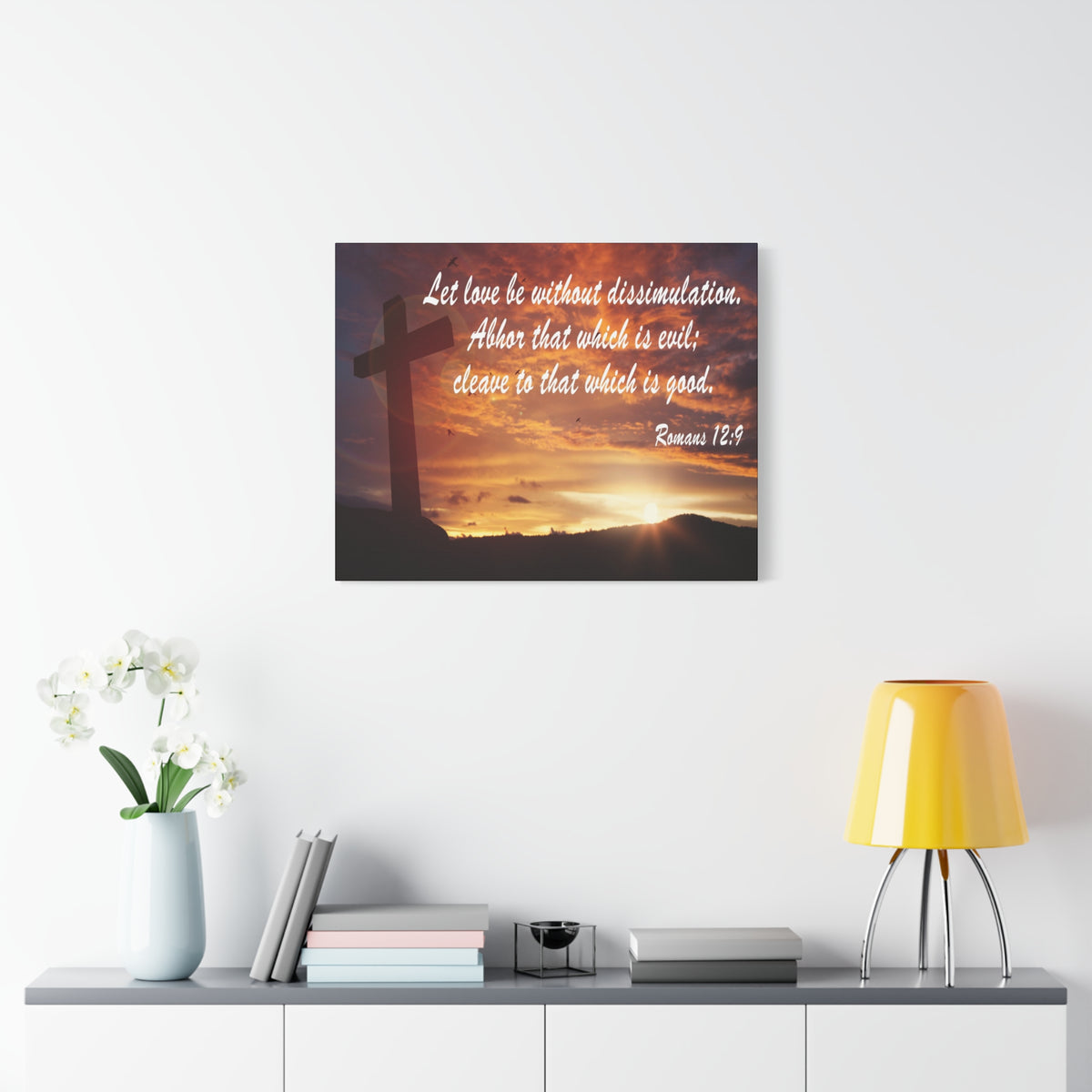 Scripture Canvas Love Without Dissimulation Romans 12:9 Christian Wall Art Bible Verse Print Ready to Hang