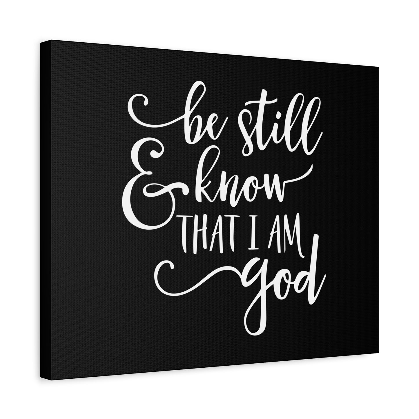 Scripture Canvas Be Still And Know That I Am God Psalm 46:10 Black Christian Wall Art Bible Verse Print Ready to Hang