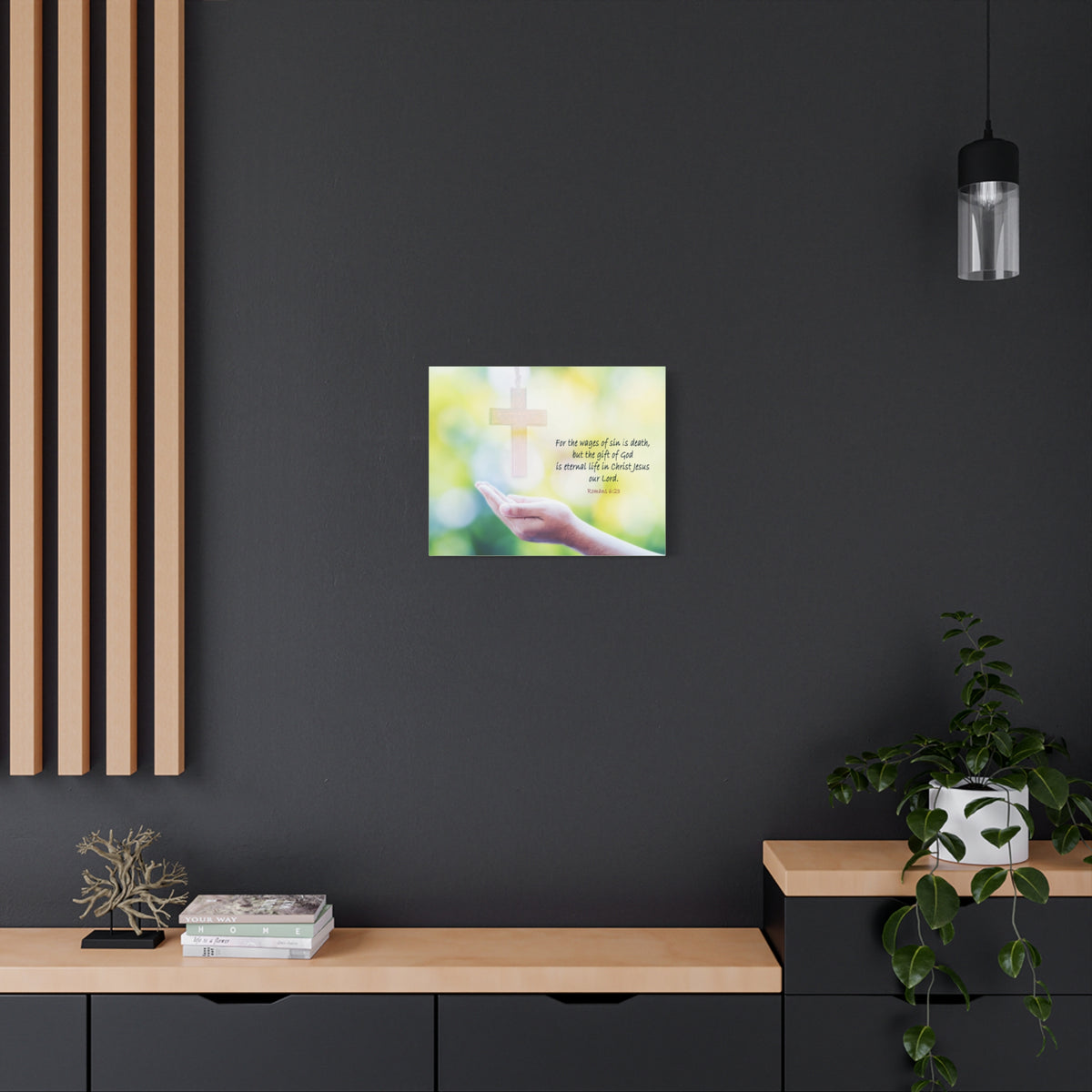 Scripture Canvas Gift Of God Romans 6:23 Christian Wall Art Bible Verse Print Ready to Hang