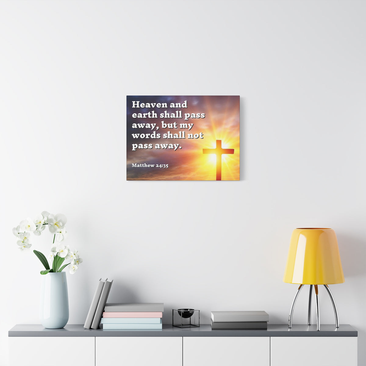 Scripture Canvas My Words Matthew 24:35 Christian Wall Art Bible Verse Print Ready to Hang