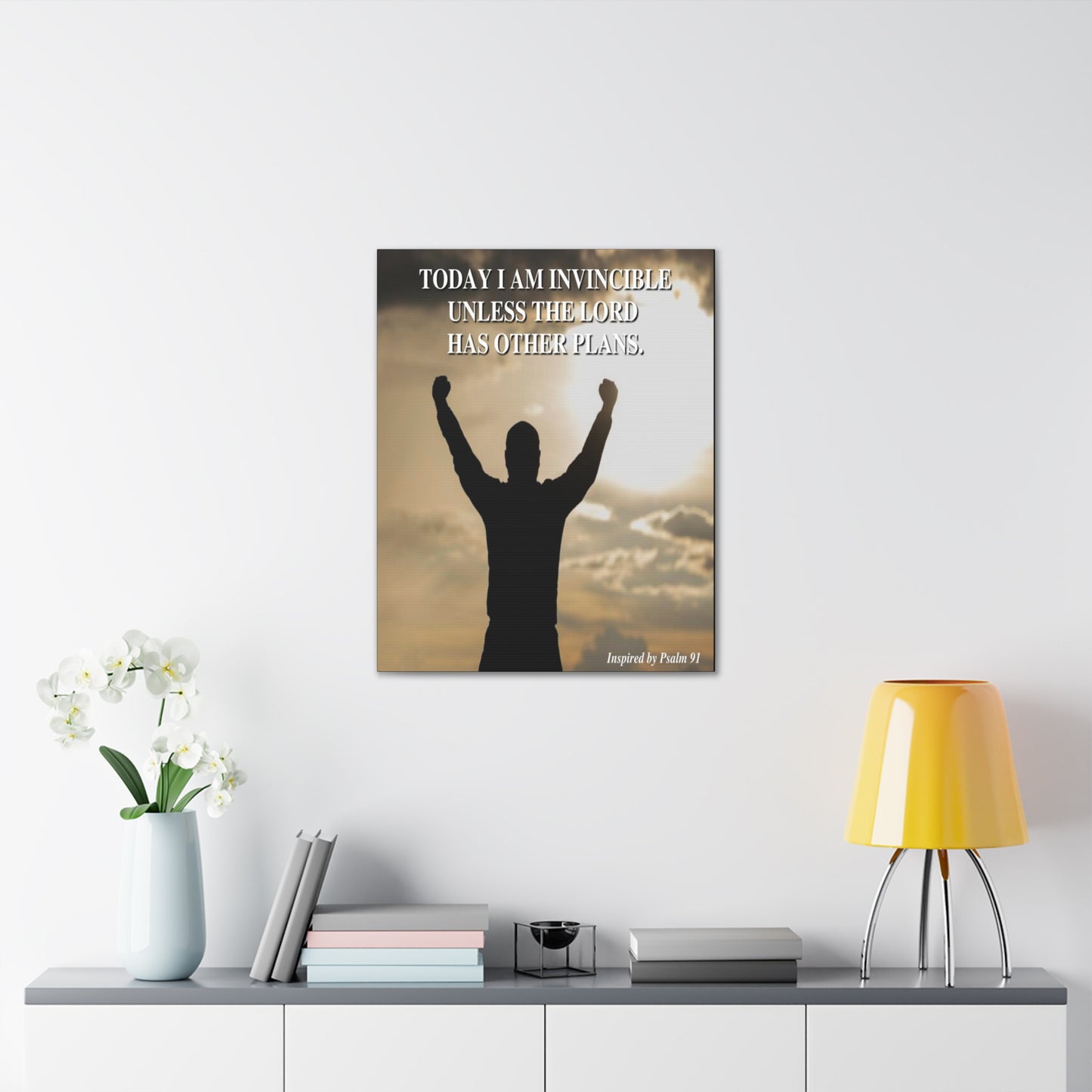 Today I Am Invincible Canvas Psalm 91 Bible Verse Canvas Christian Wall Art Ready to Hang