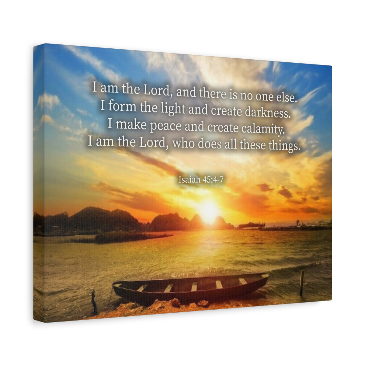 Scripture Canvas Create Calamity Isaiah 45:6-7 Christian Wall Art Bible Verse Print Ready to Hang