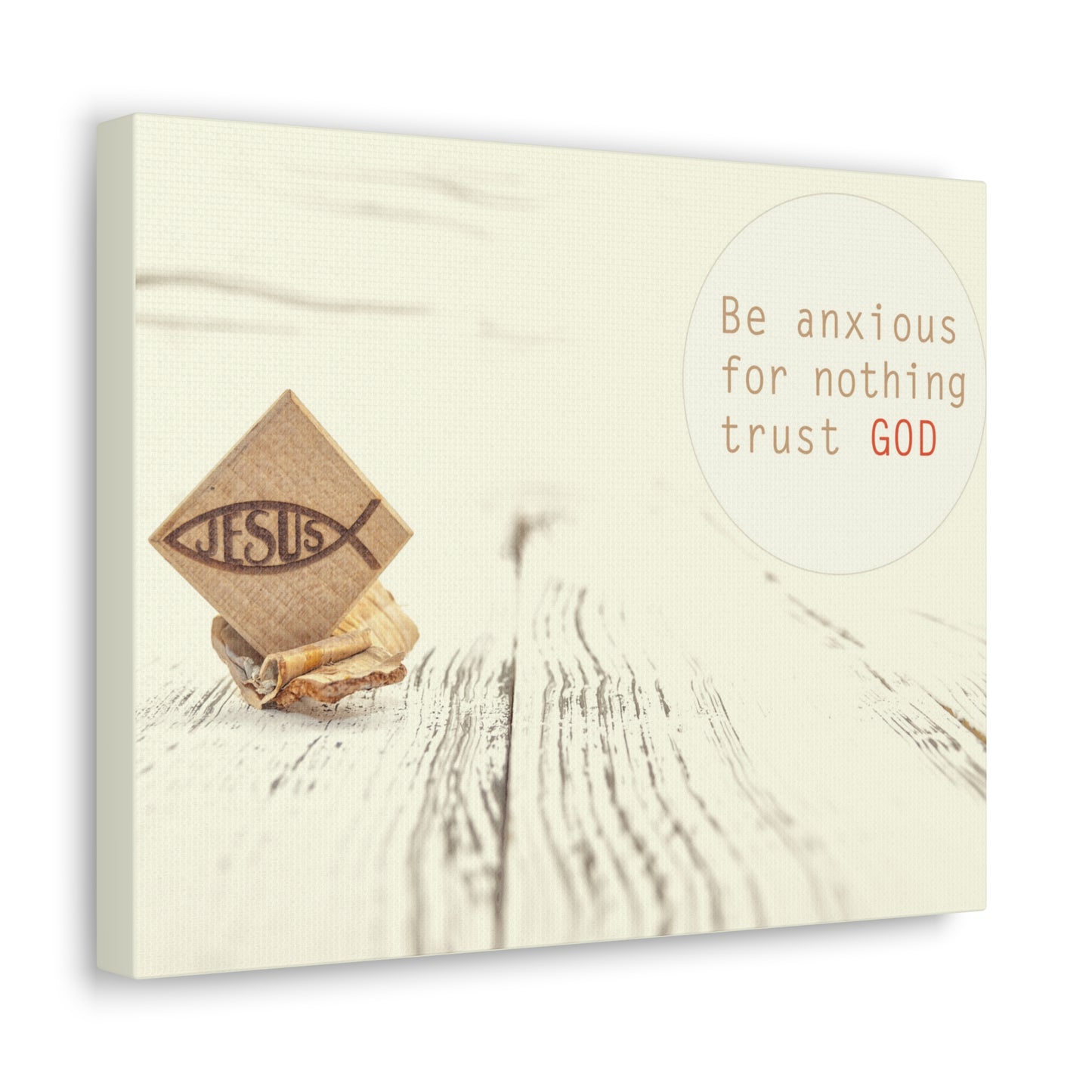 Trust God, Philippians 4:6 Jesus Fish Christian Wall Art Bible Verse Print Ready to Hang