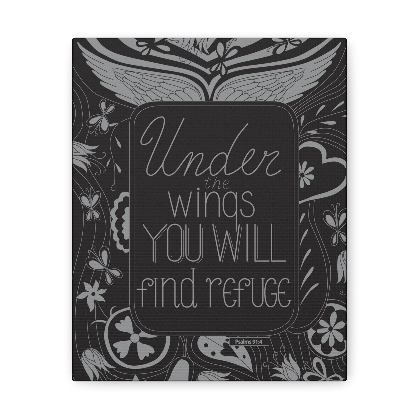 You Will Find Refuge Psalm 91:4 Bible Verse Canvas Christian Wall Art Ready to Hang