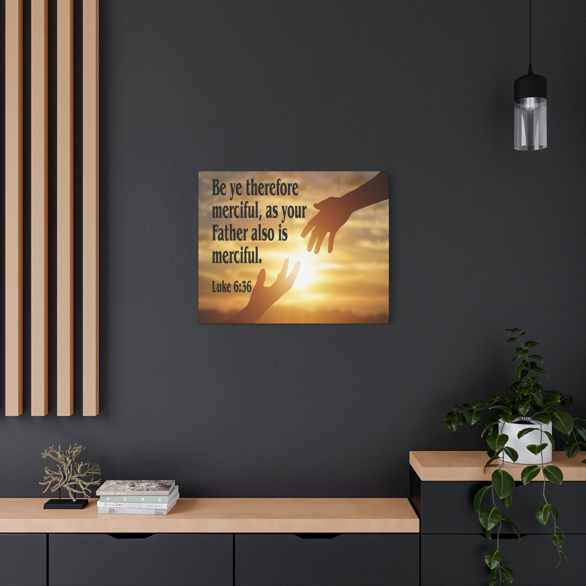 Scripture Canvas Merciful Father Luke 6:36 Christian Wall Art Bible Verse Print Ready to Hang