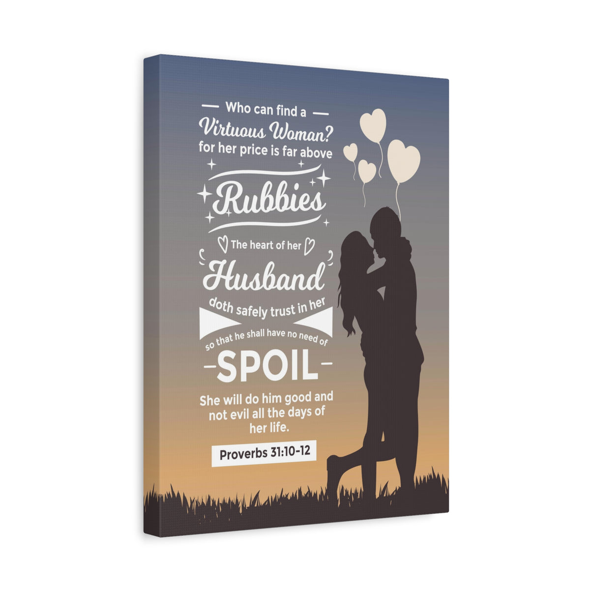 Scripture Canvas Rubbies Husband Proverbs 31:10-12 Christian Wall Art Bible Verse Print Ready to Hang
