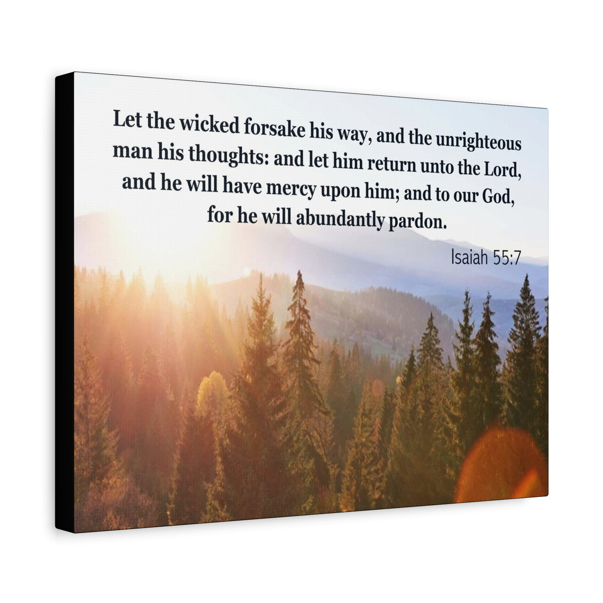 Scripture Canvas Abundantly Pardon Isaiah 55:7 Christian Wall Art Bible Verse Print Ready to Hang