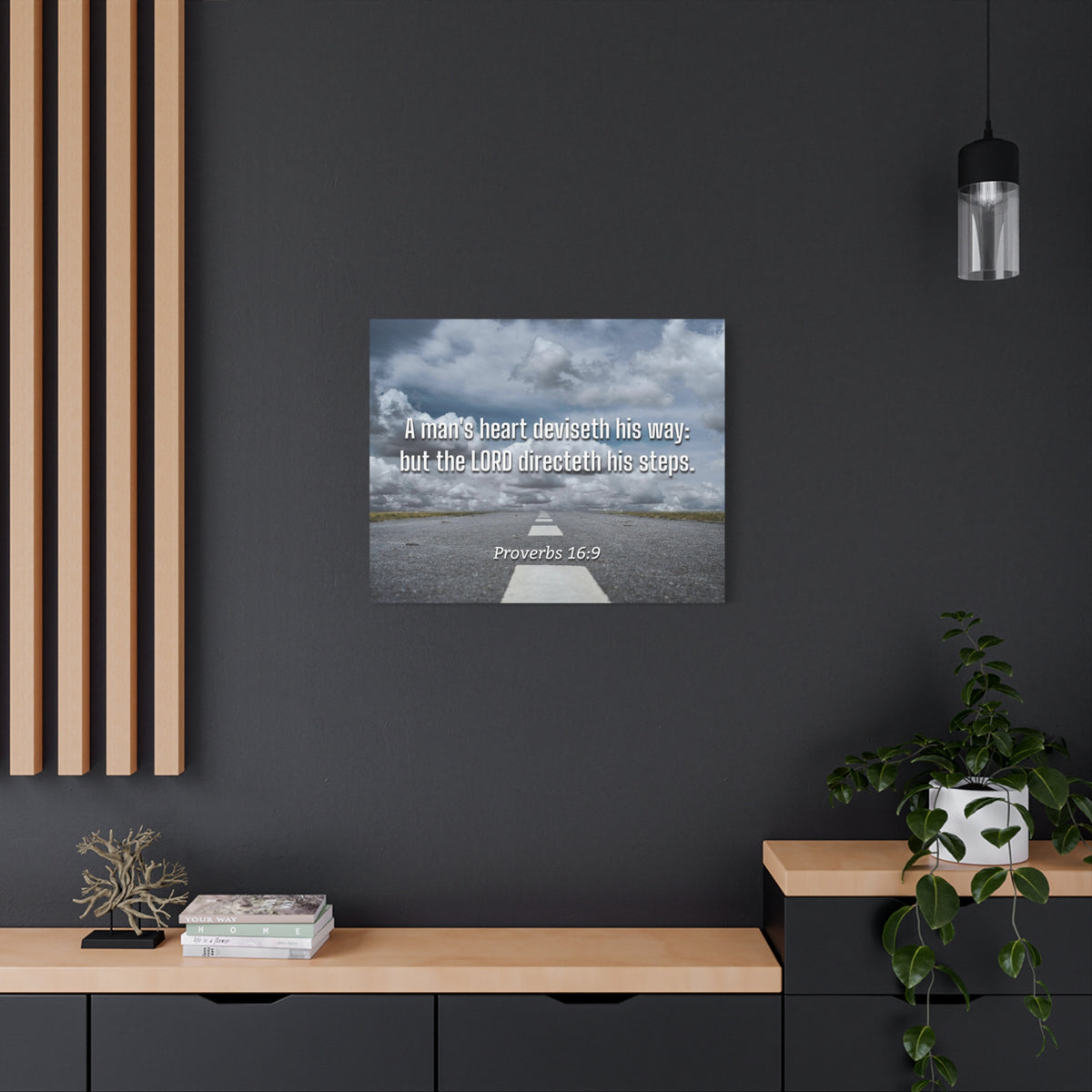 Scripture Canvas Directeth His Steps Proverbs 16:9 Christian Wall Art Bible Verse Print Ready to Hang