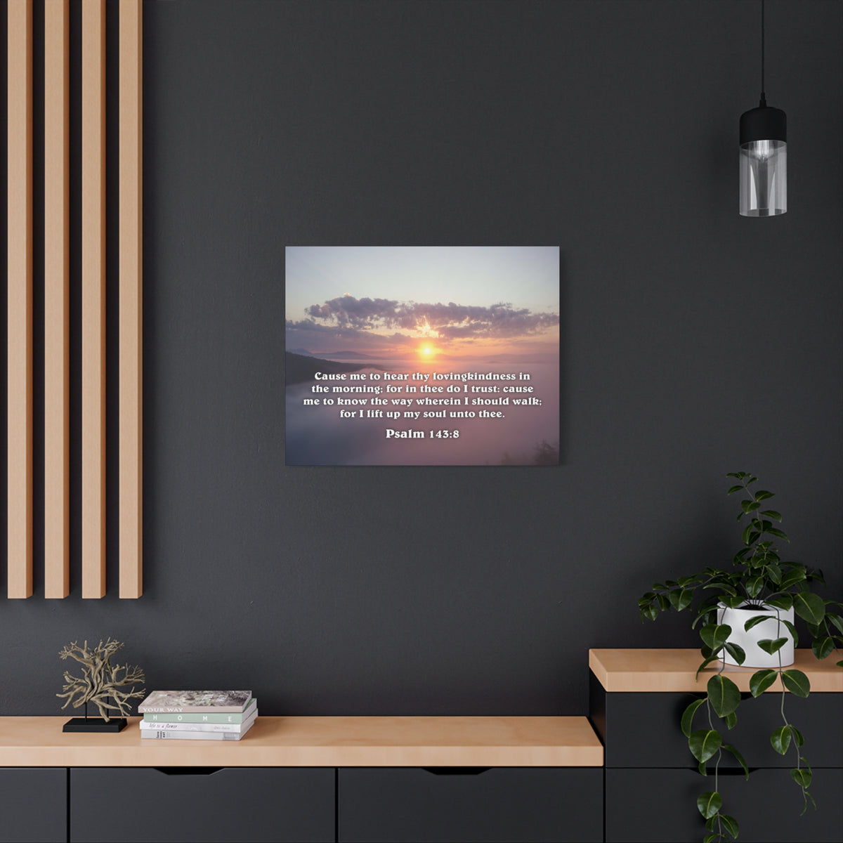 Scripture Canvas Lift Up My Soul Psalm 143:8 Christian Wall Art Bible Verse Print Ready to Hang